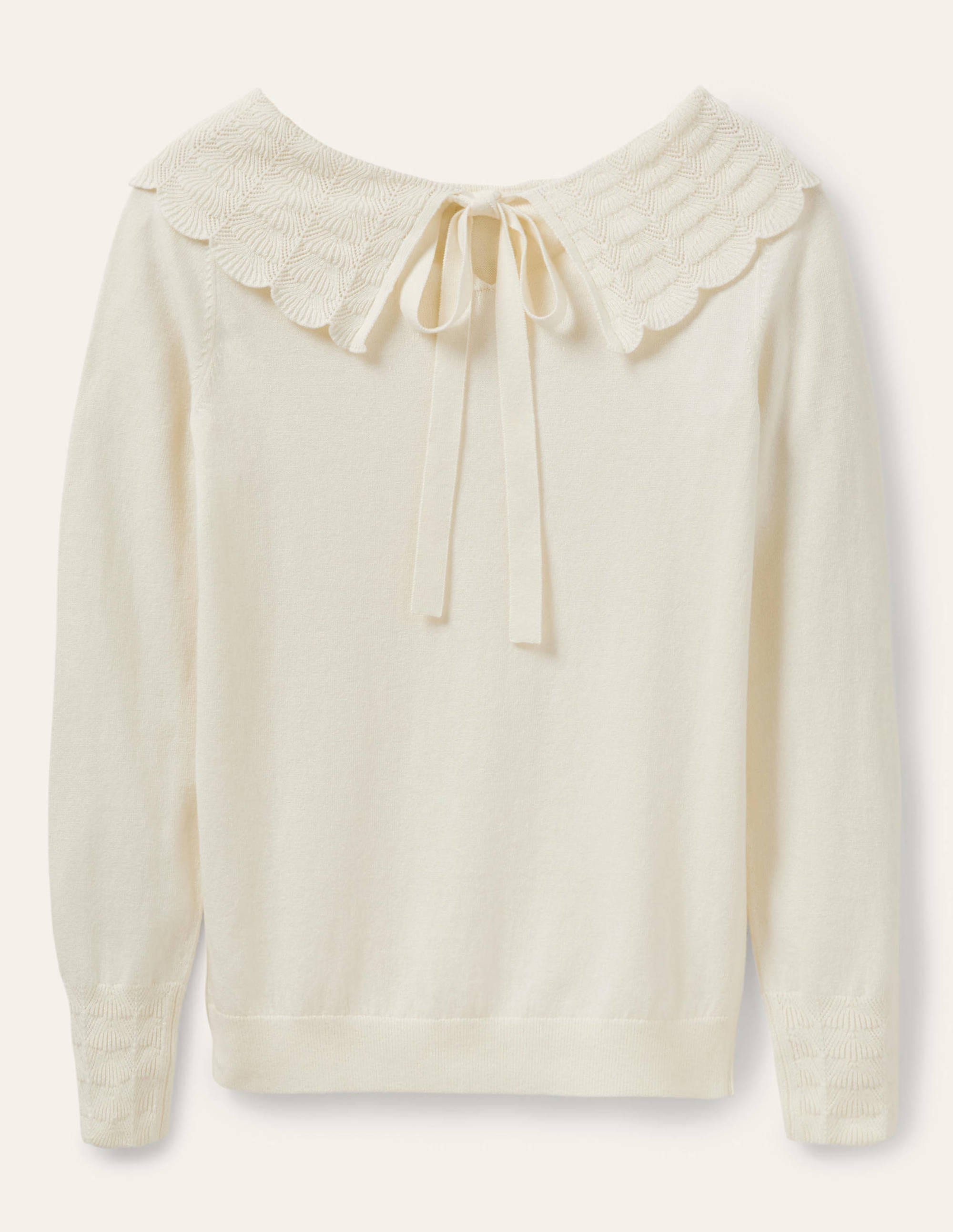 Tie Back Collar Sweater-Ivory - Image 6