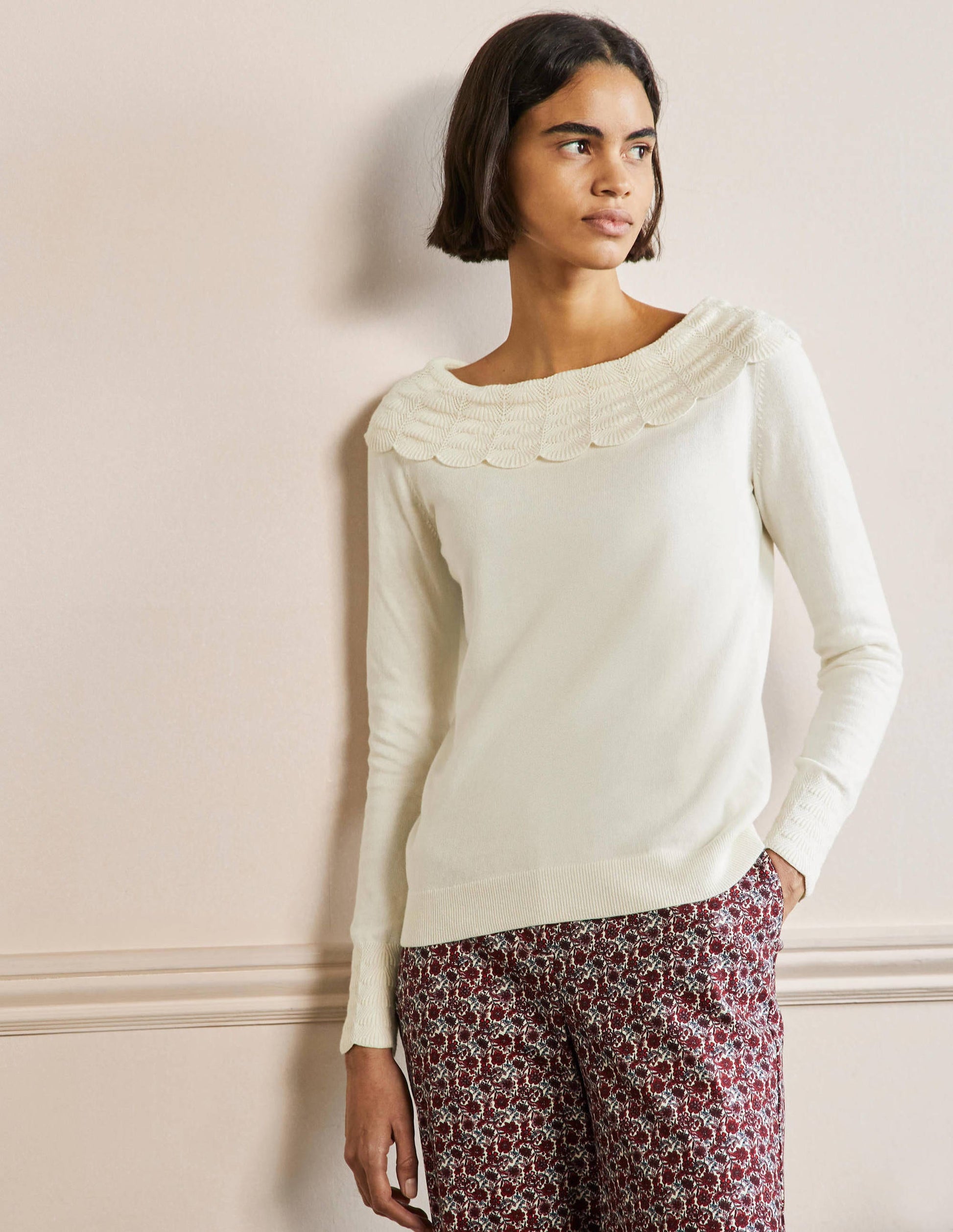 Tie Back Collar Sweater-Ivory-4