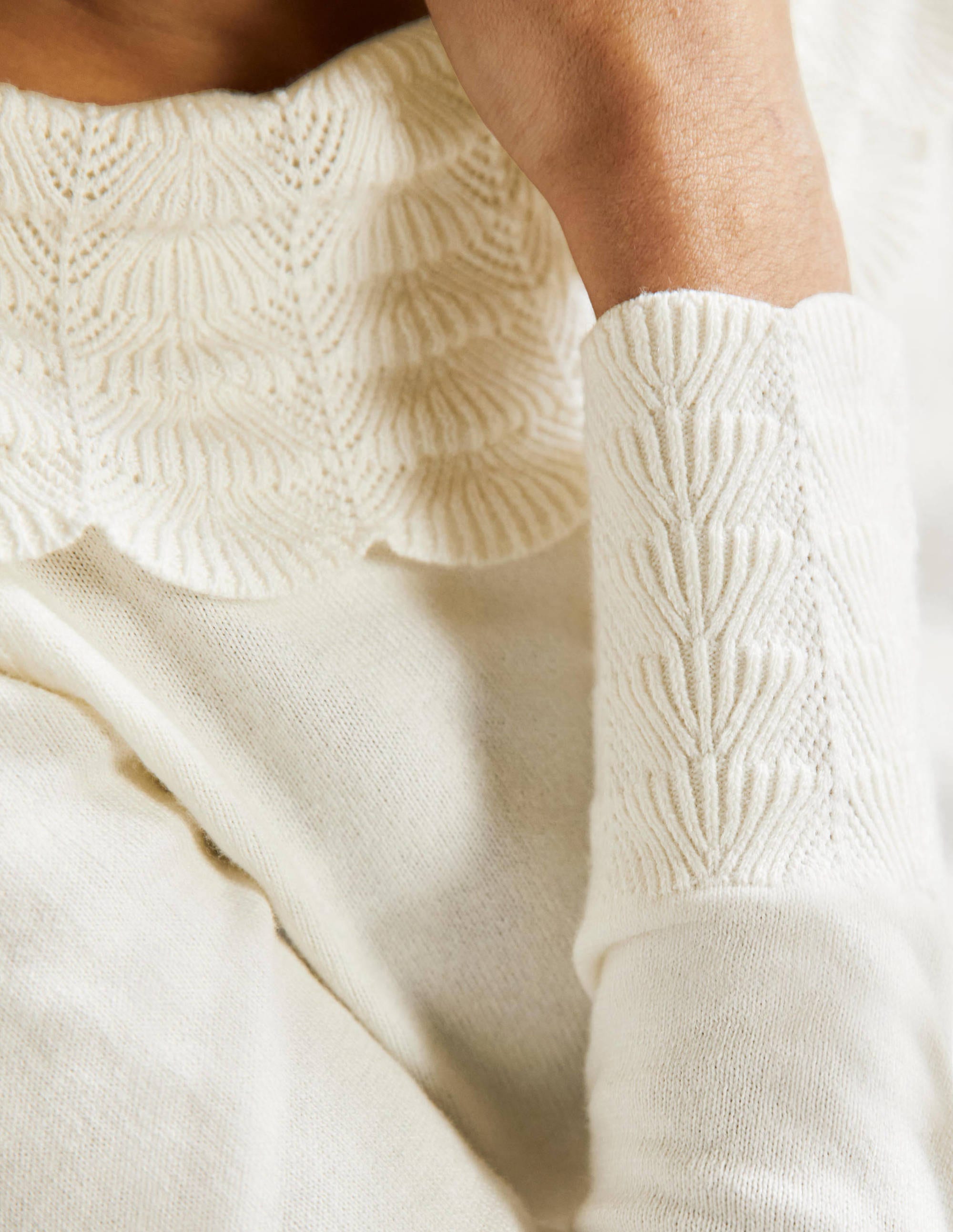 Tie Back Collar Sweater-Ivory - Image 5