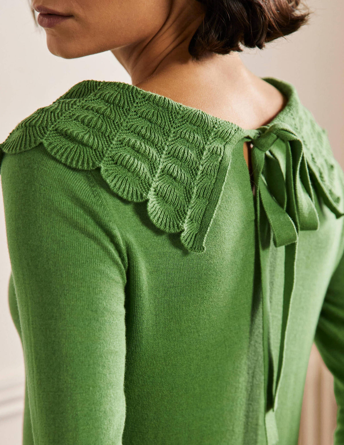 Tie Back Collar Sweater-English Ivy - Image 2