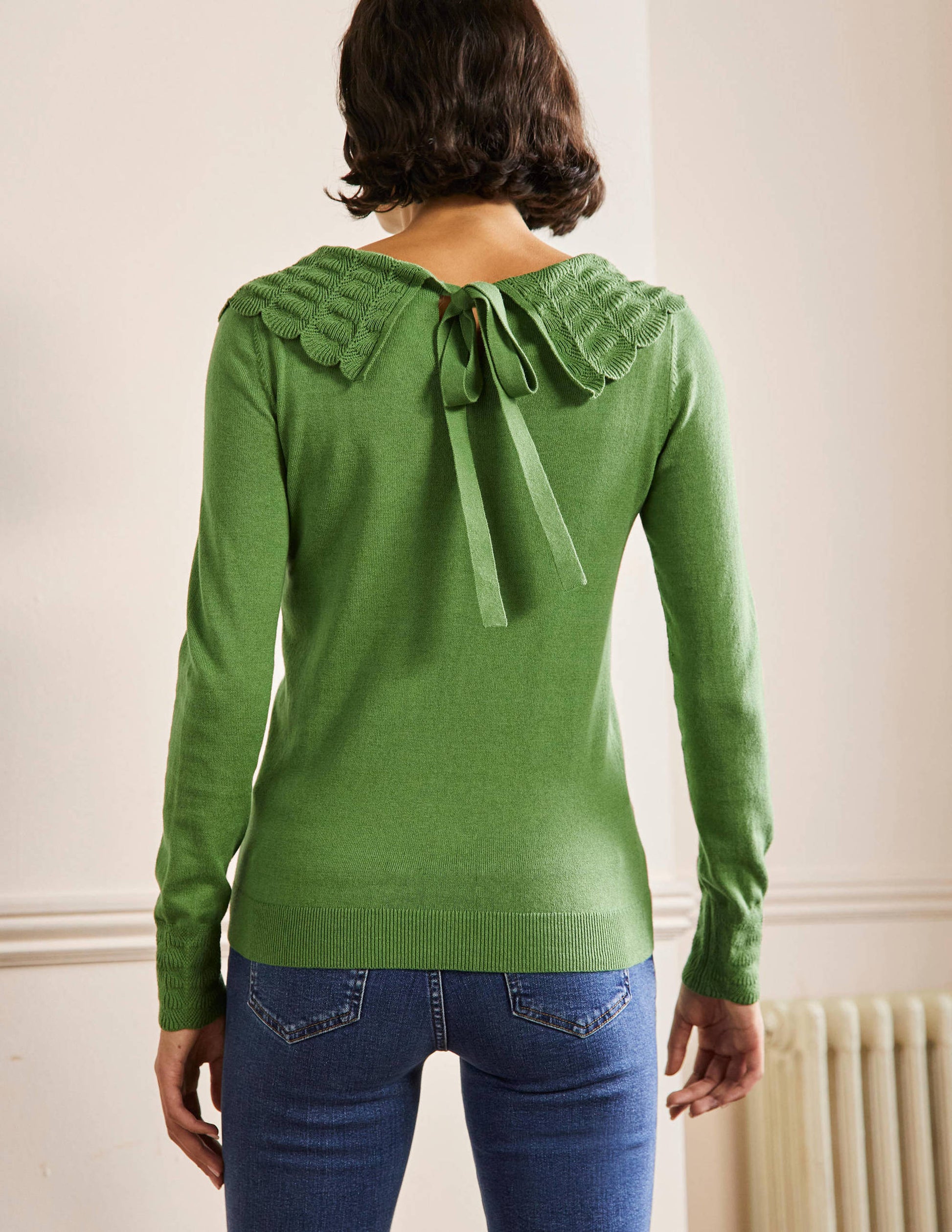 Tie Back Collar Sweater-English Ivy-3