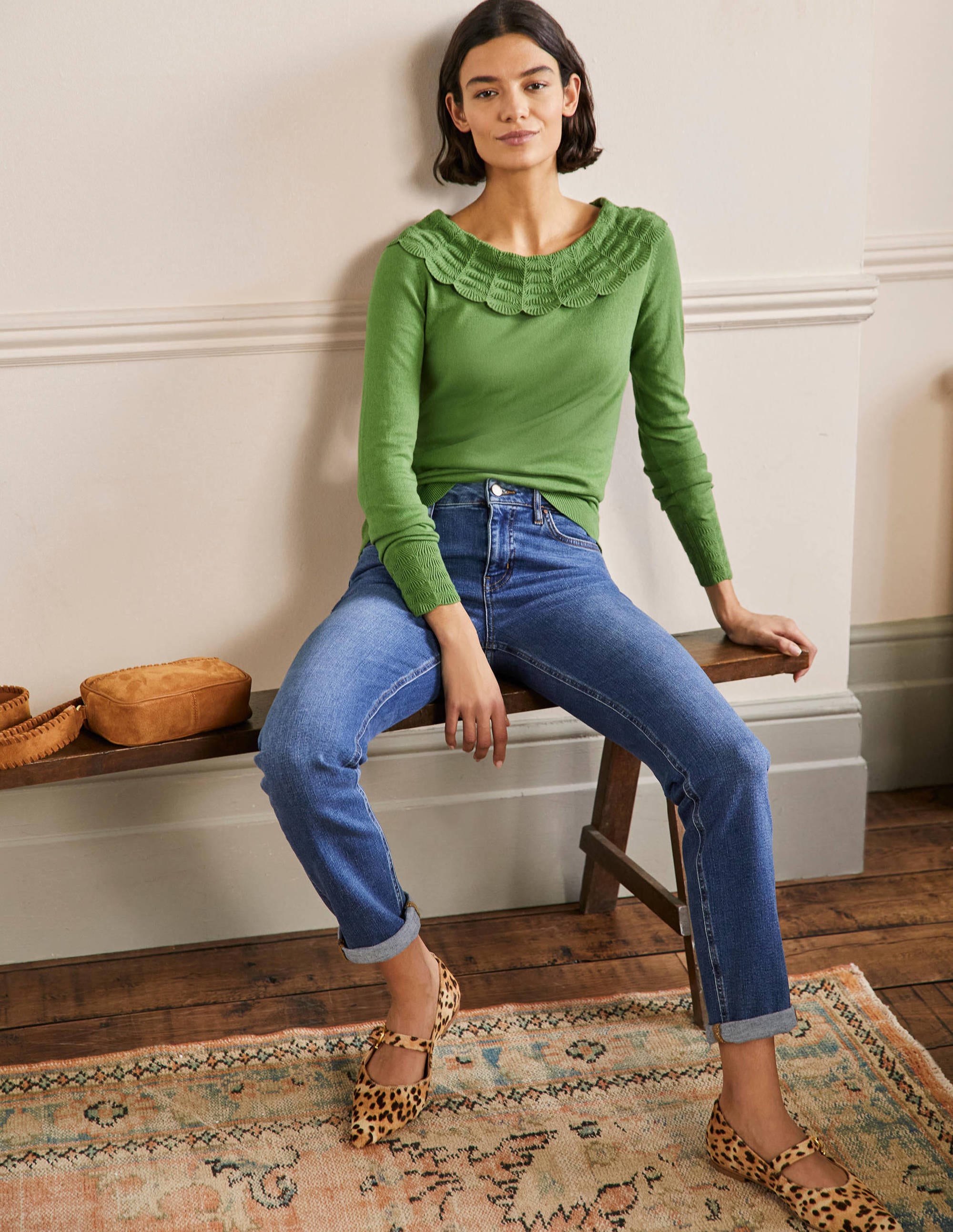 Tie Back Collar Sweater-English Ivy - Image 4