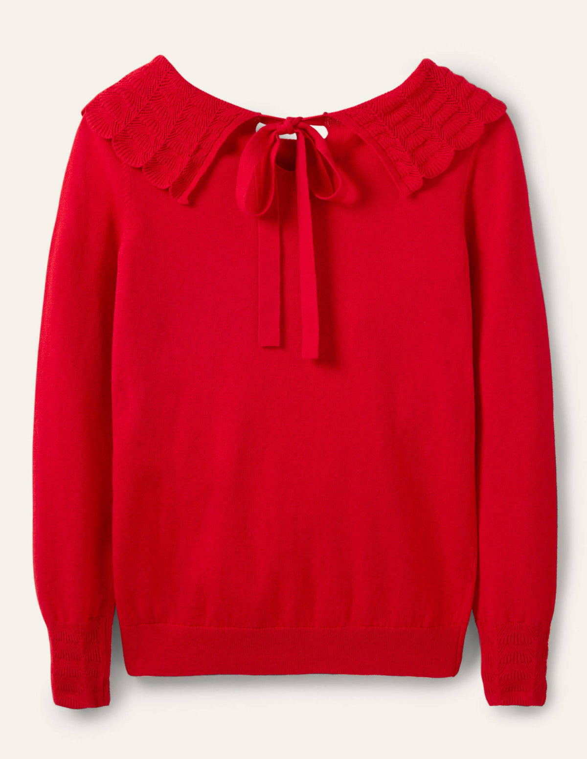 Tie Back Collar Sweater-Red - Image 5