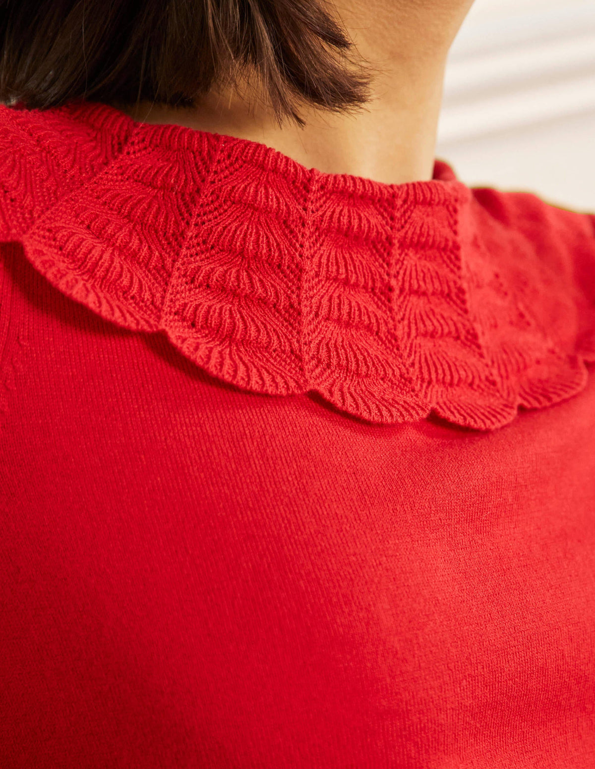 Tie Back Collar Sweater-Red-2