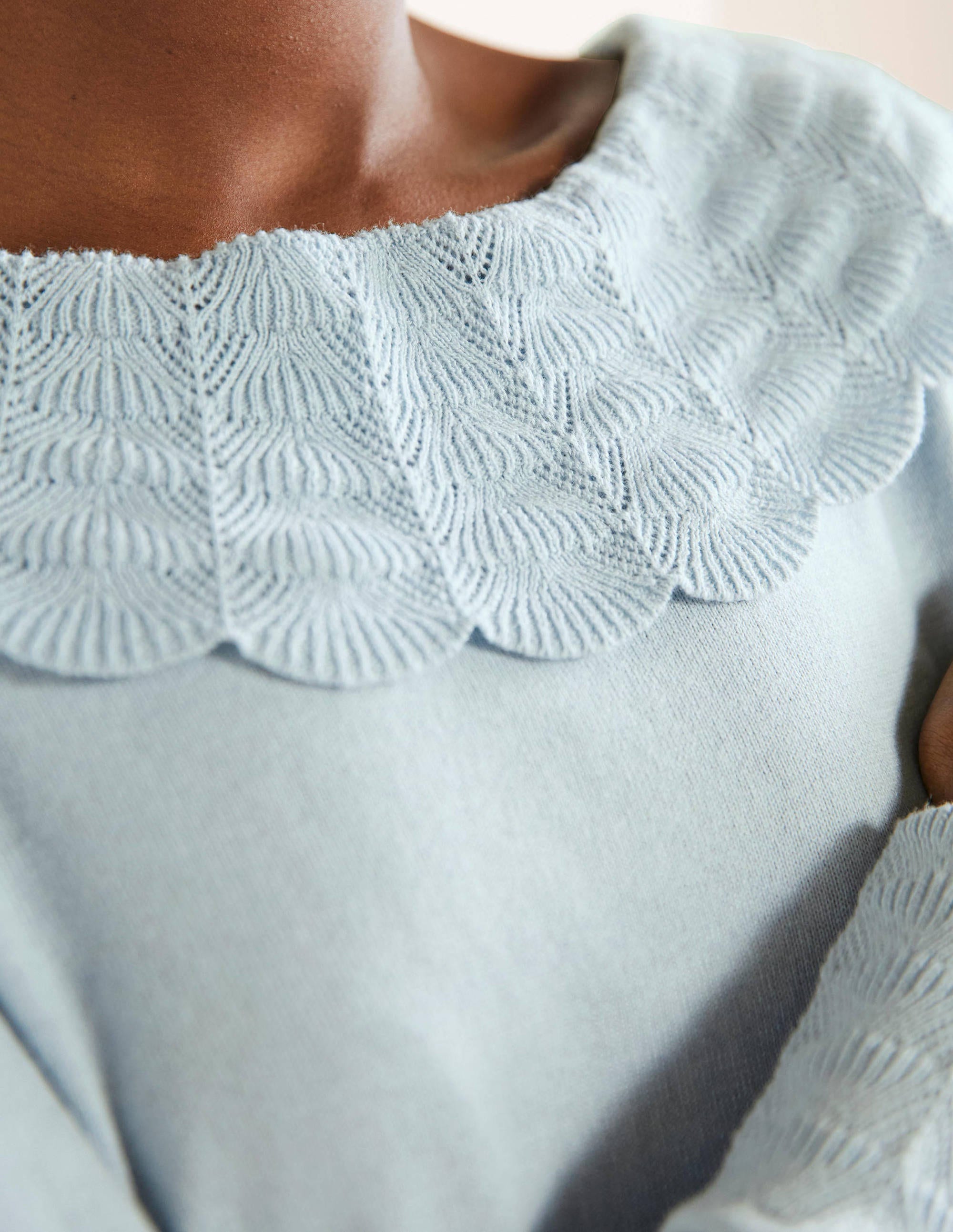 Tie Back Collar Sweater-Dawn Sky - Image 2