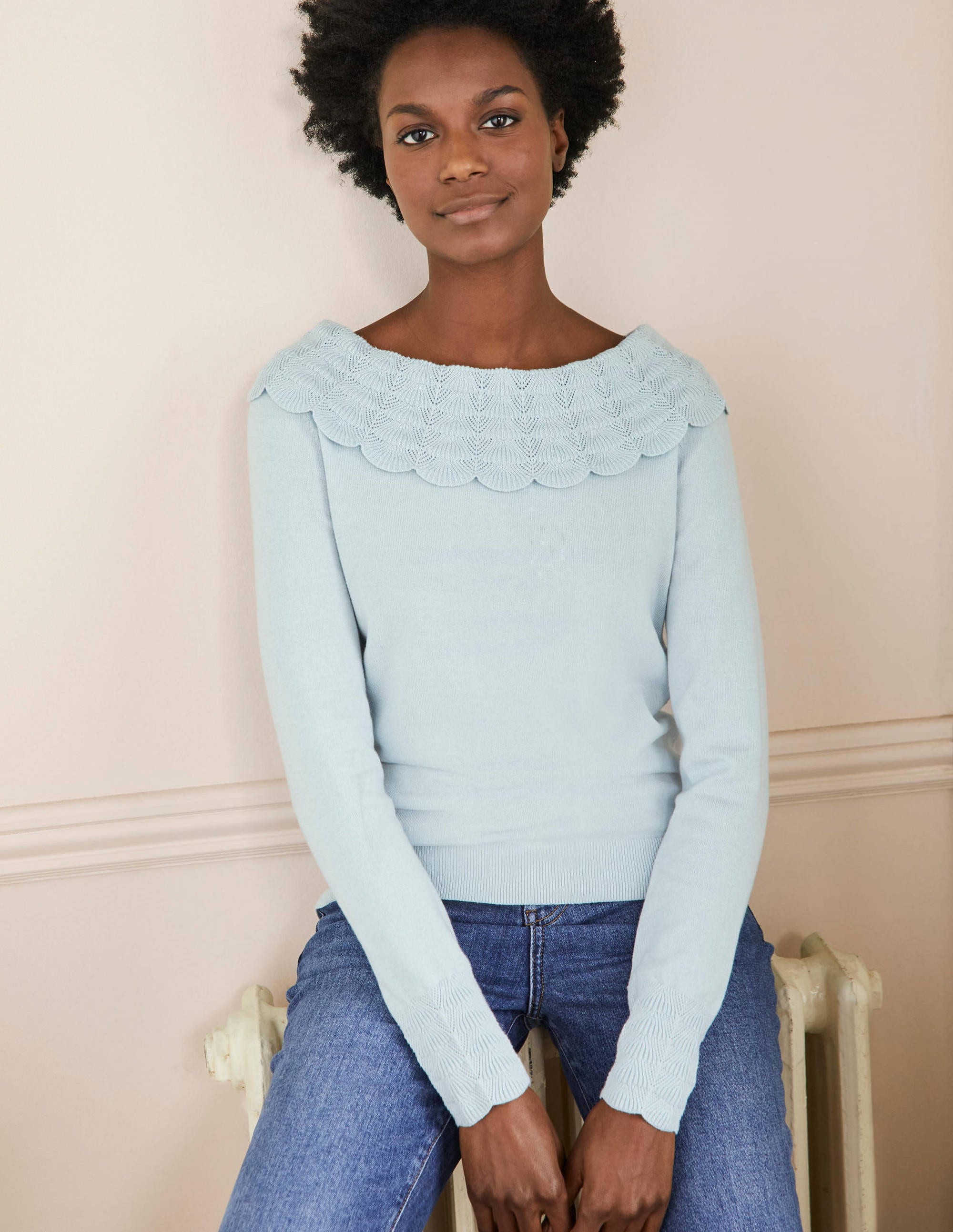 Tie Back Collar Sweater-Dawn Sky - Image 4