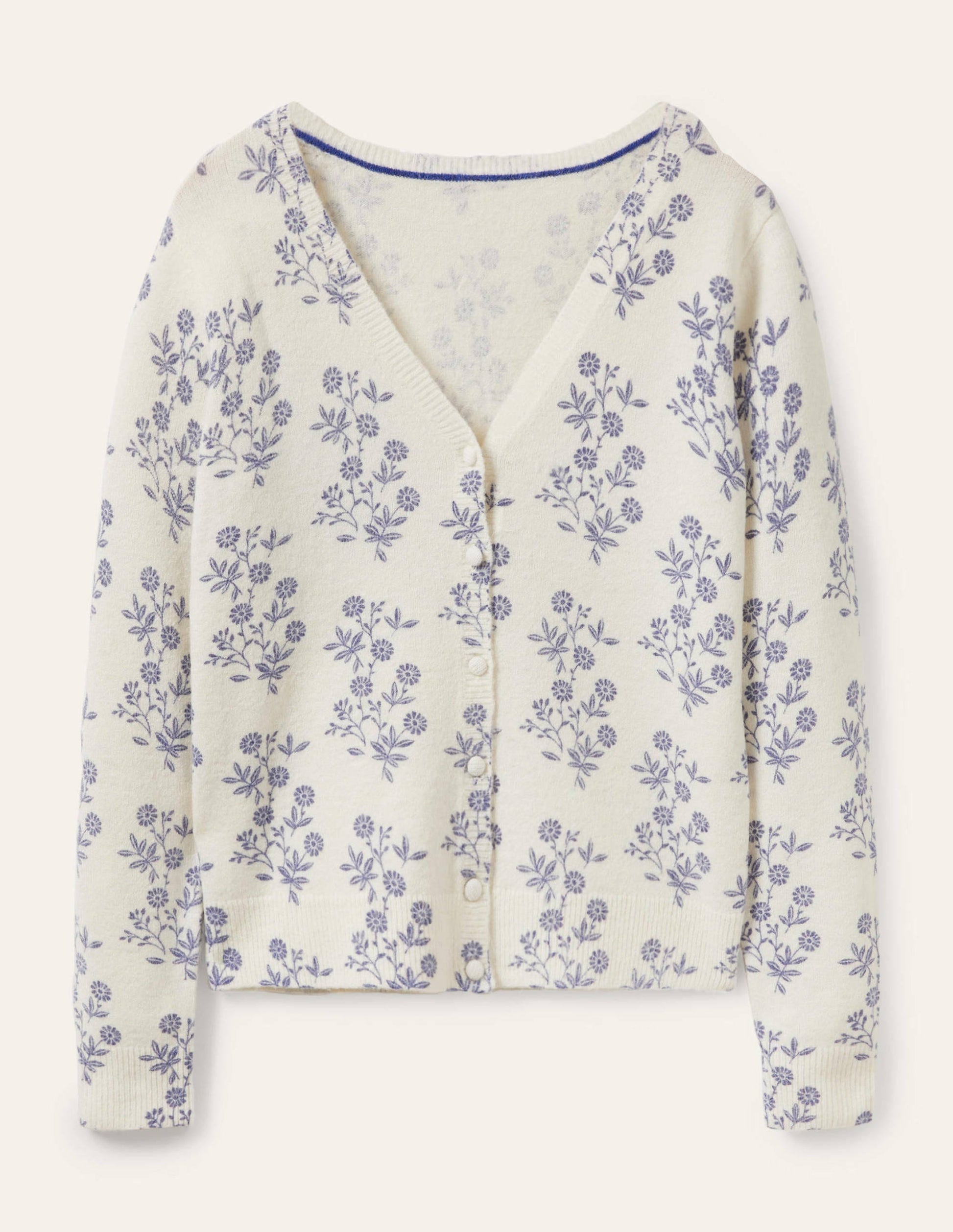 Anita Printed Fluffy Cardigan-Ivory, Leafy Cluster-6