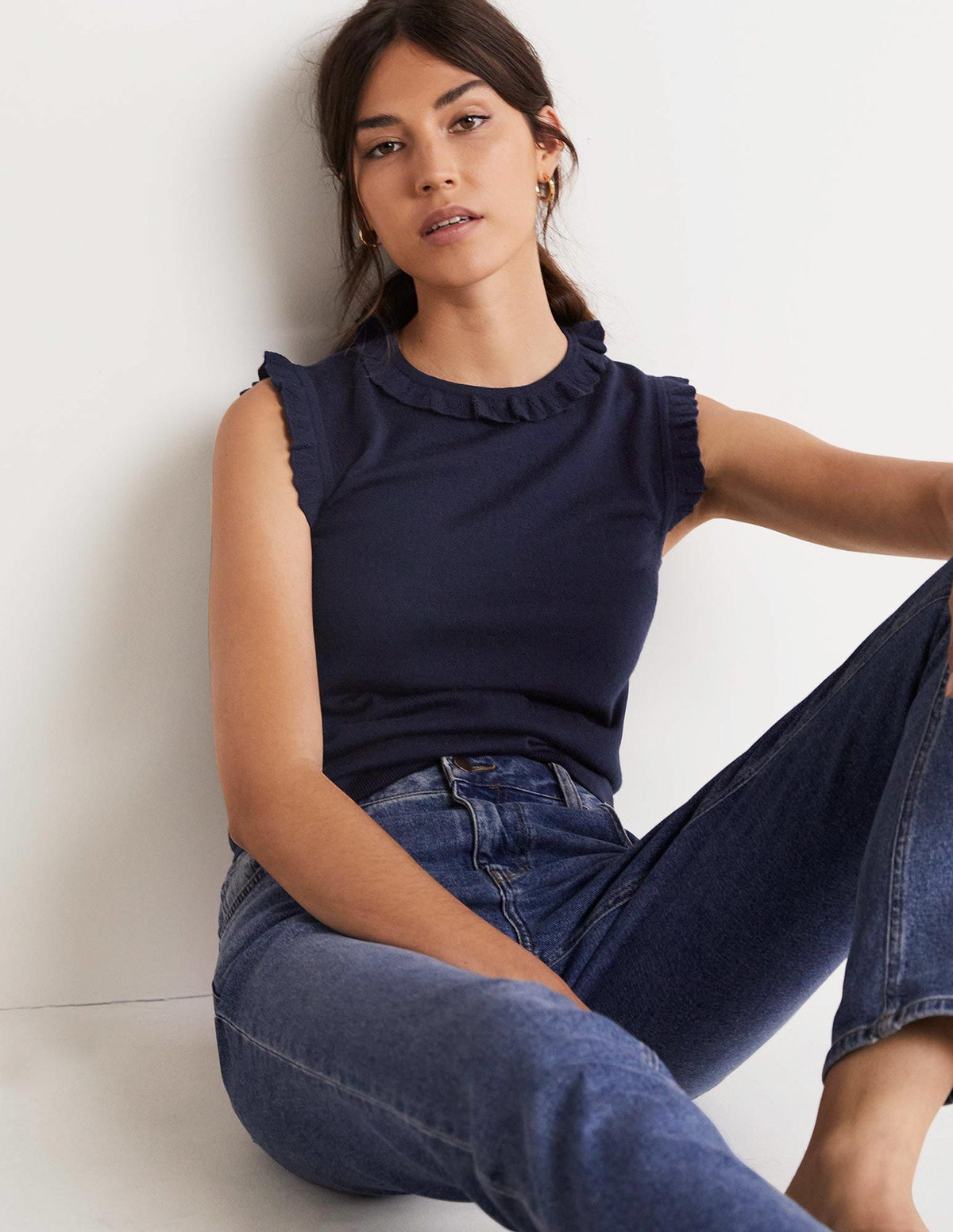 Merino Knitted Sweater Vest-Navy - Image 10