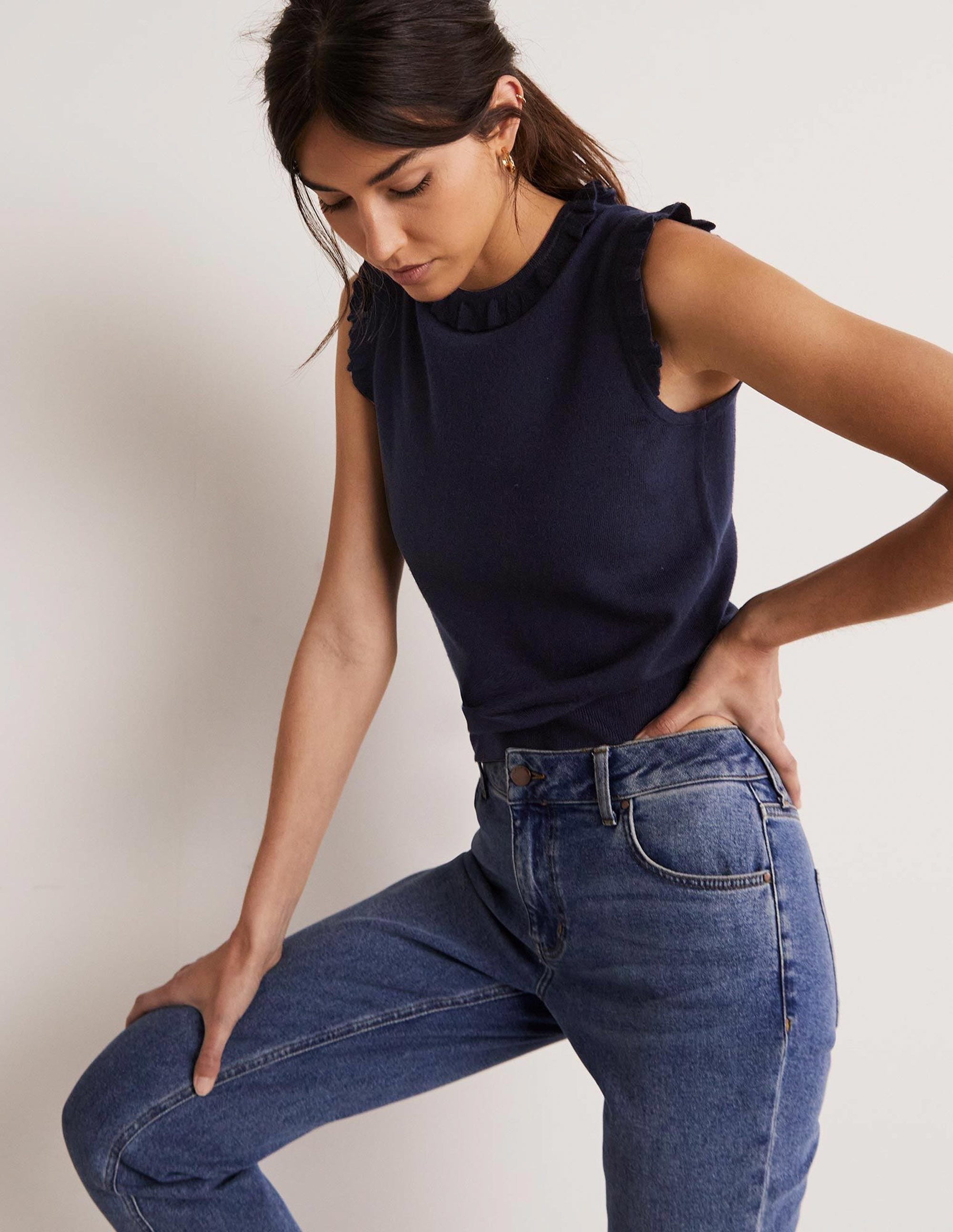 Merino Knitted Sweater Vest-Navy - Image 11