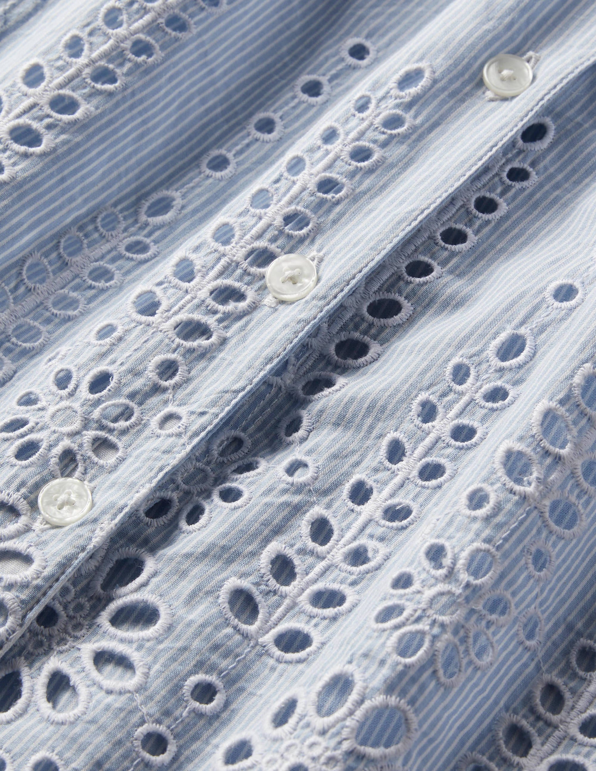 Broderie Pajama Set-Blue Ticking Stripe - Image 6