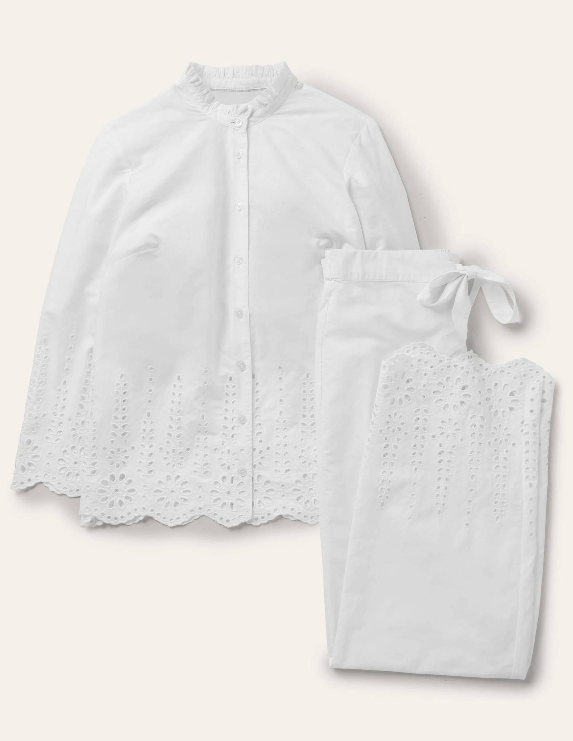 Broderie Pajama Set-White - Image 7
