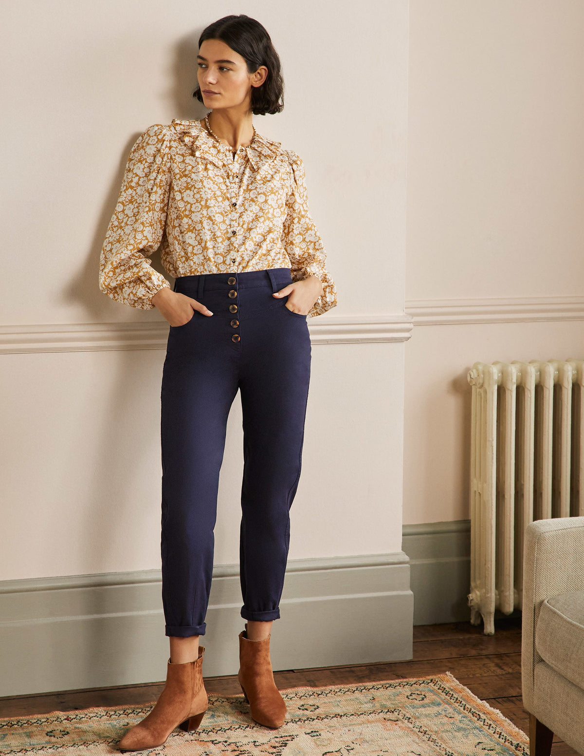 Tapered Chino Pants-Navy - Image 1