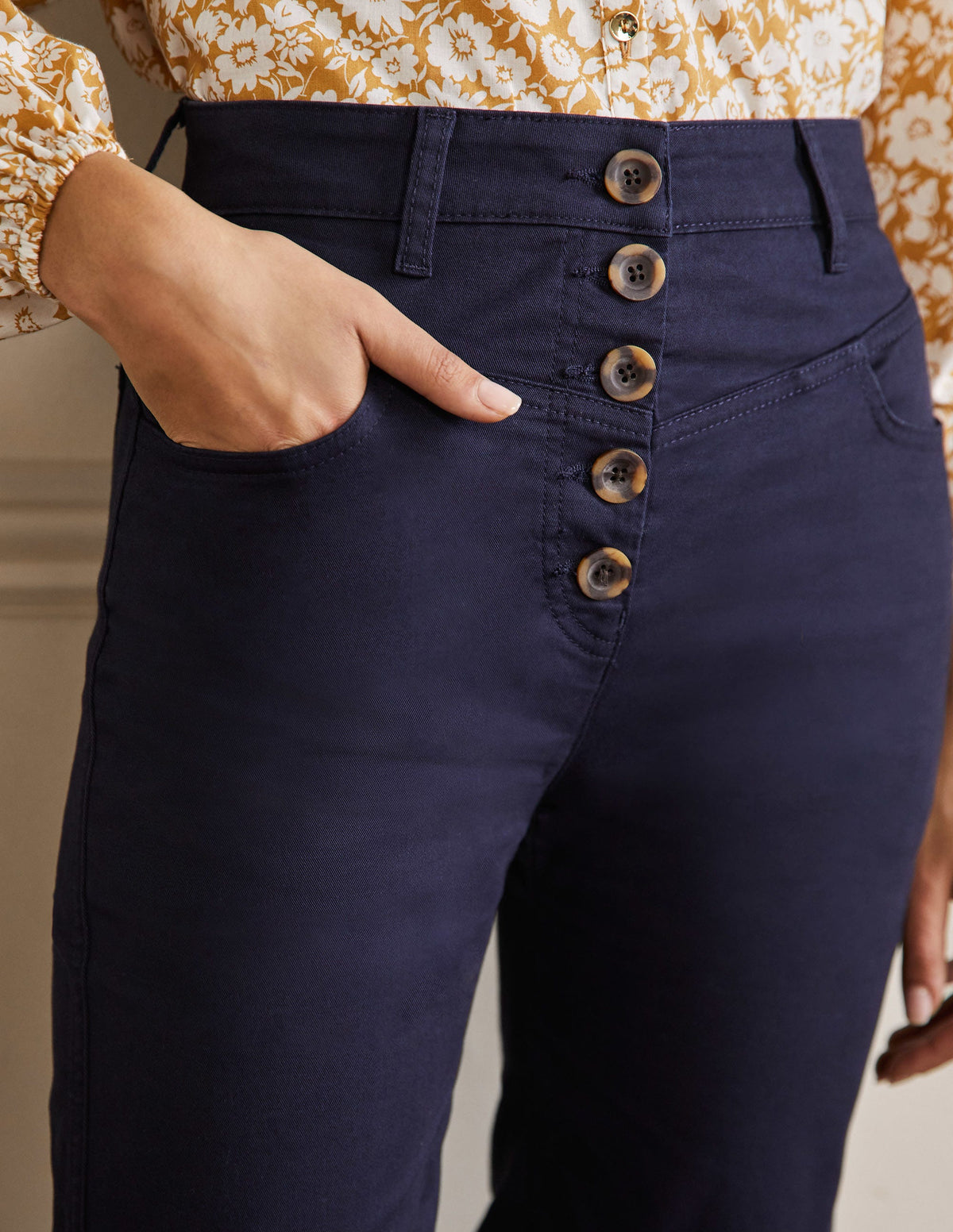 Tapered Chino Pants-Navy-2