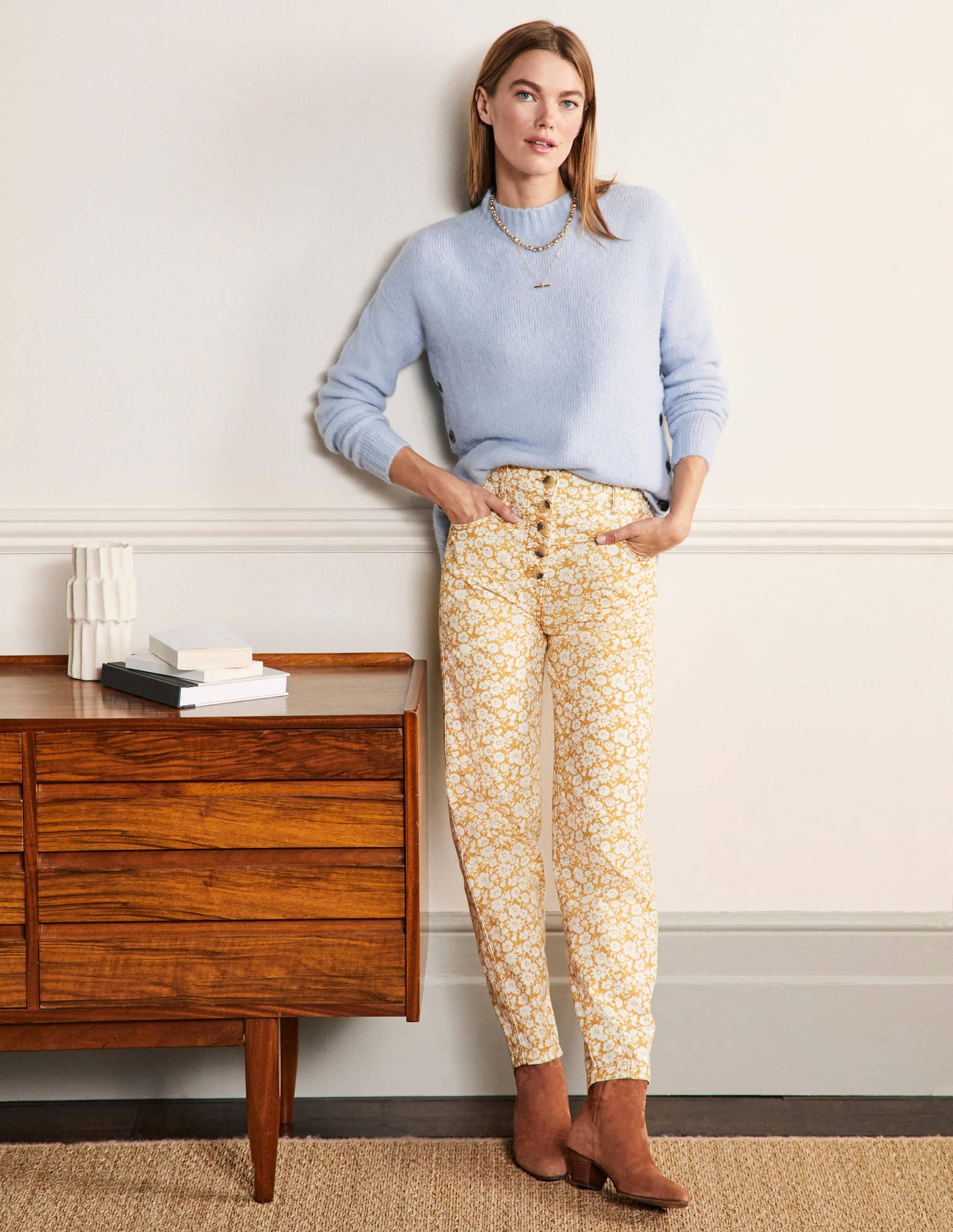 Tapered Chino Pants-Brioche, Elegant Bloom-1