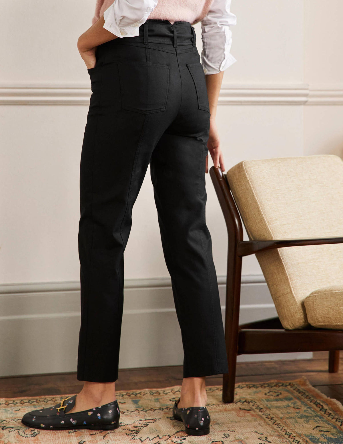 Tailored Tie Waist Pants-Black - Image 3