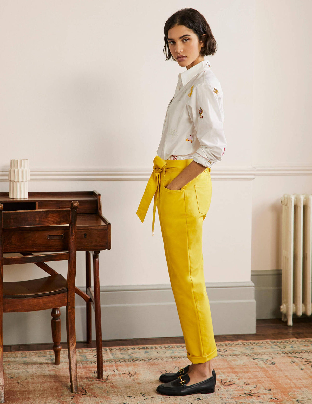 Tailored Tie Waist Pants-Wasp - Image 1