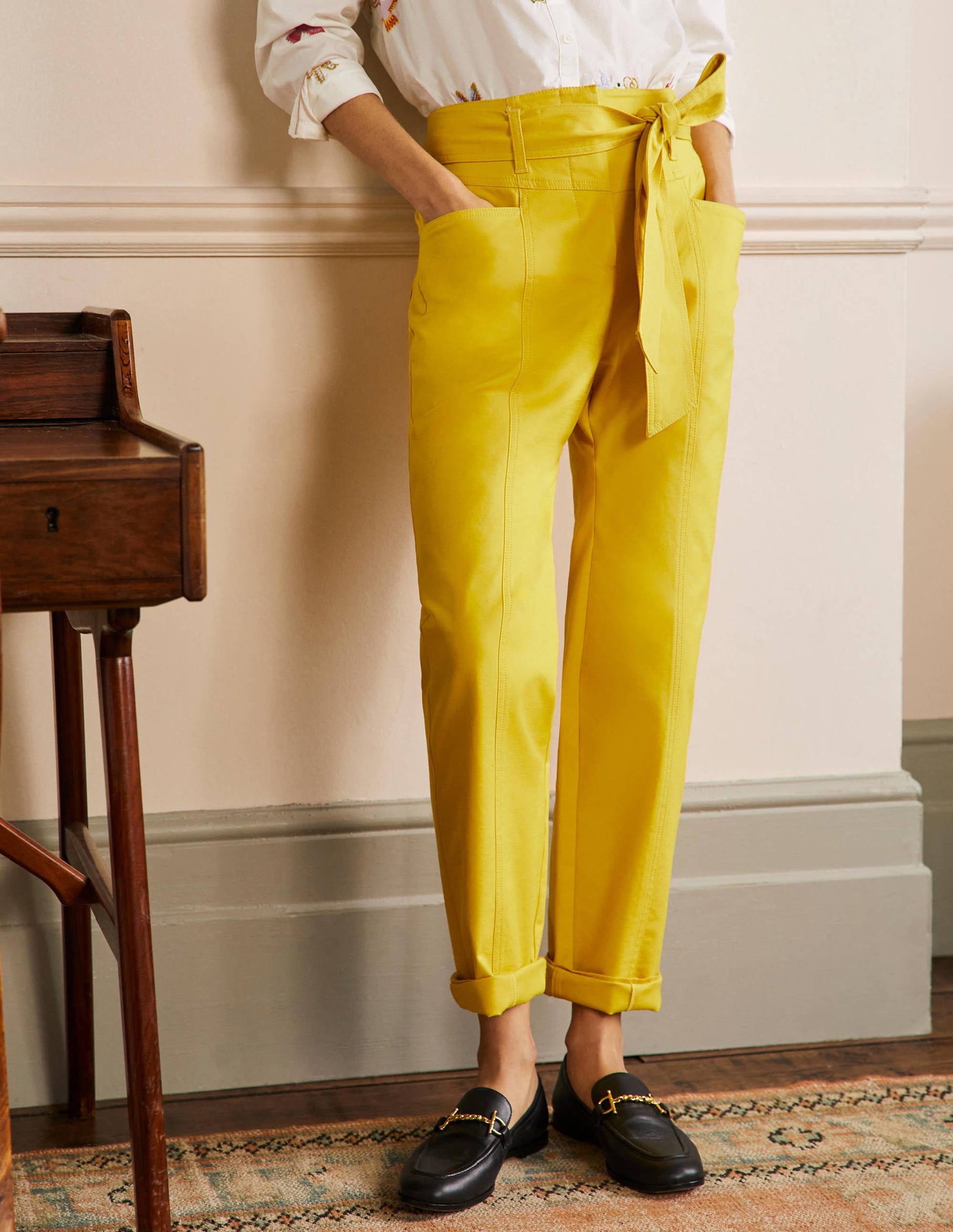 Tailored Tie Waist Pants-Wasp-4