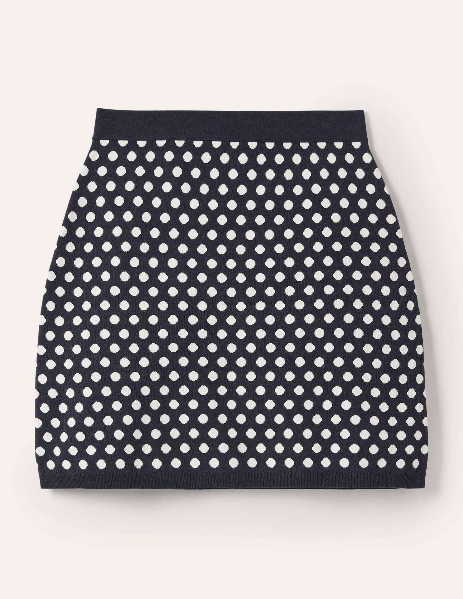 Cleo Knitted Mini Skirt-Navy, Ivory Spot-5