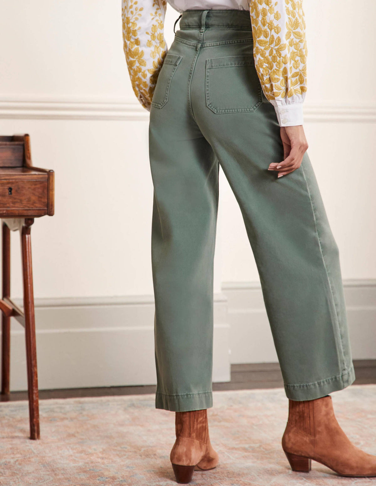 Wide Leg Cotton Twill Pants-Alder - Image 3