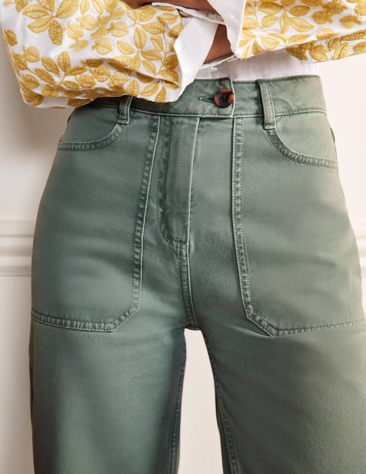 Wide Leg Cotton Twill Pants-Alder - Image 4