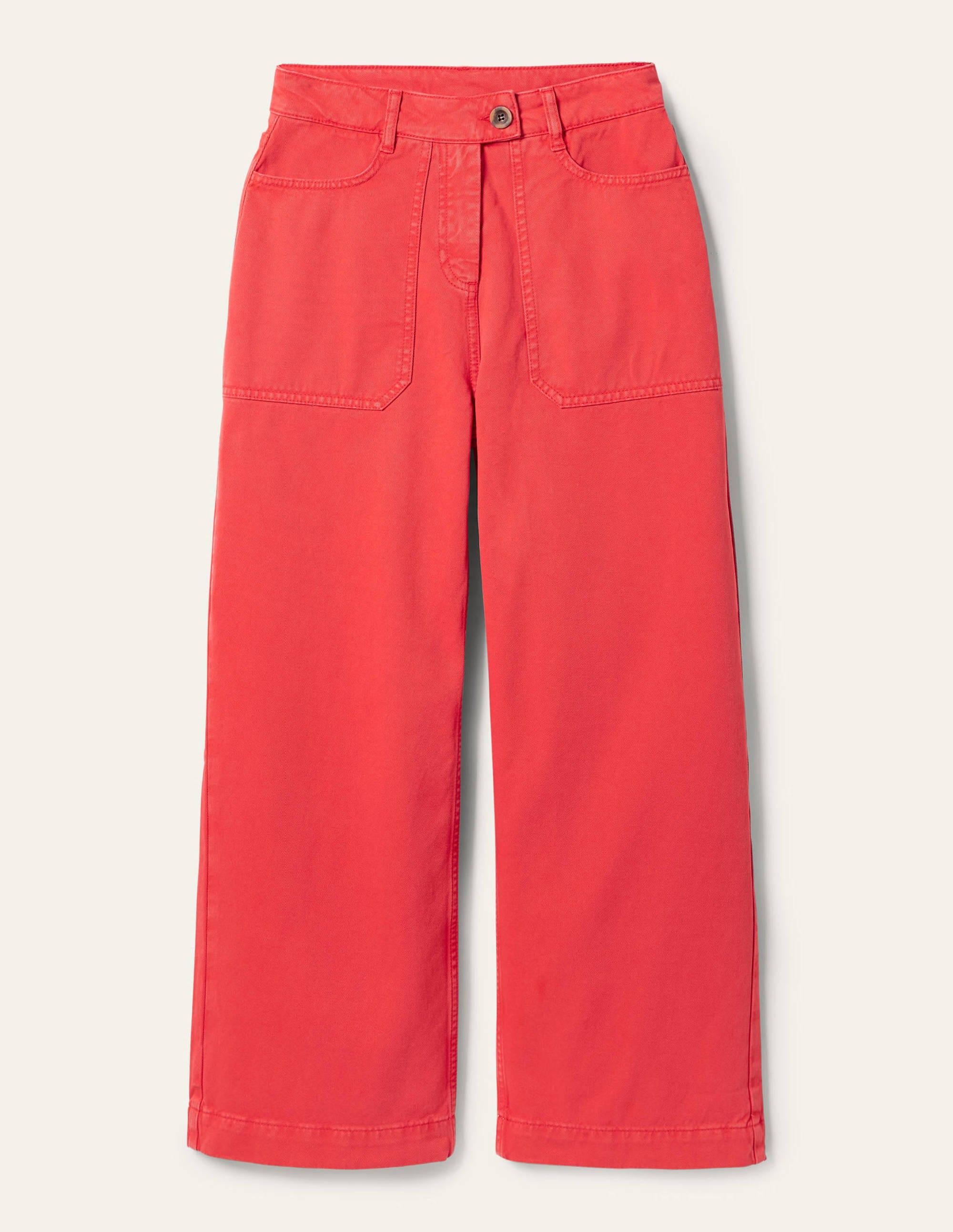 Wide Leg Cotton Twill Pants-Red - Image 5