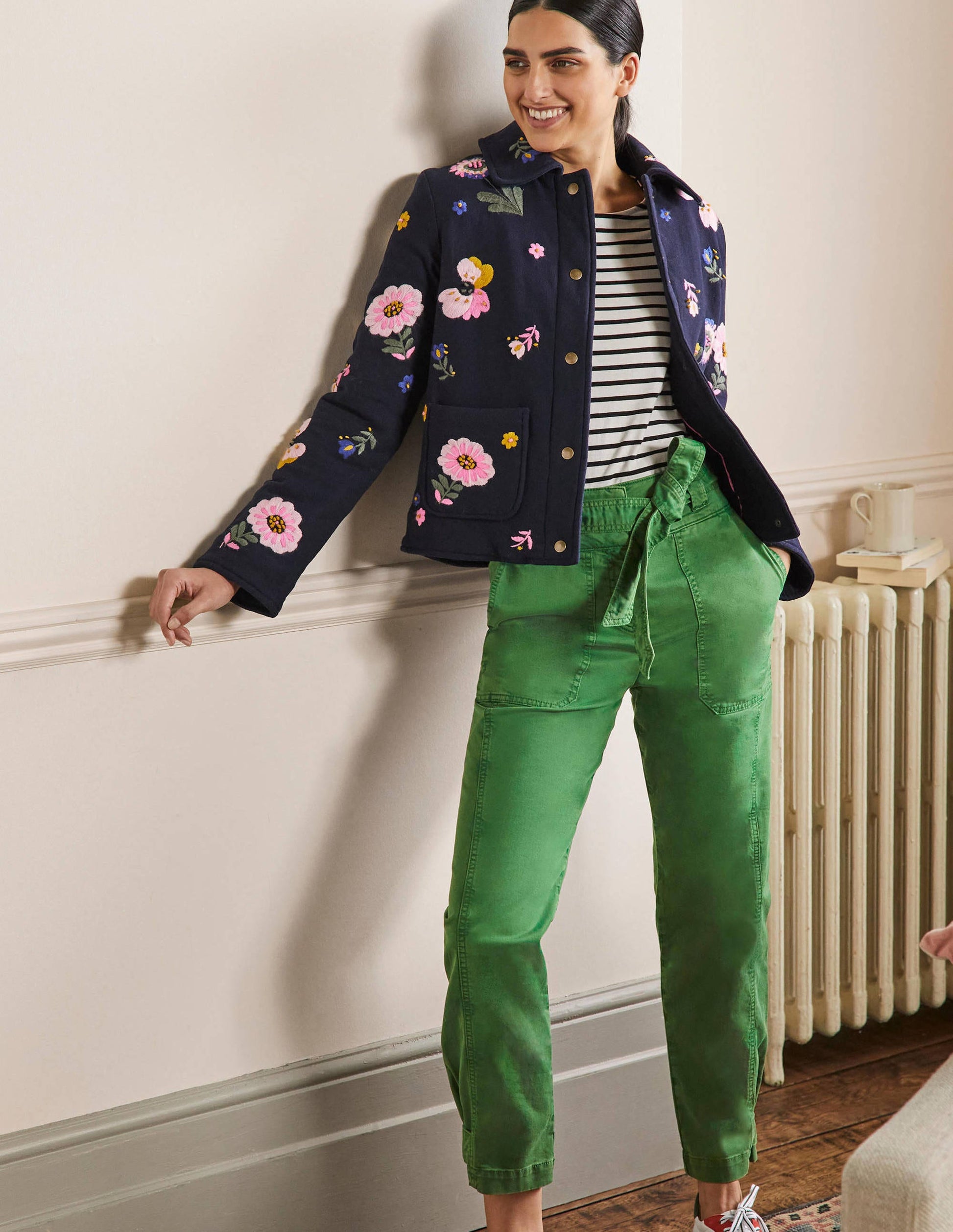 Cuff Strap Tie Pants-Sprout Green-1