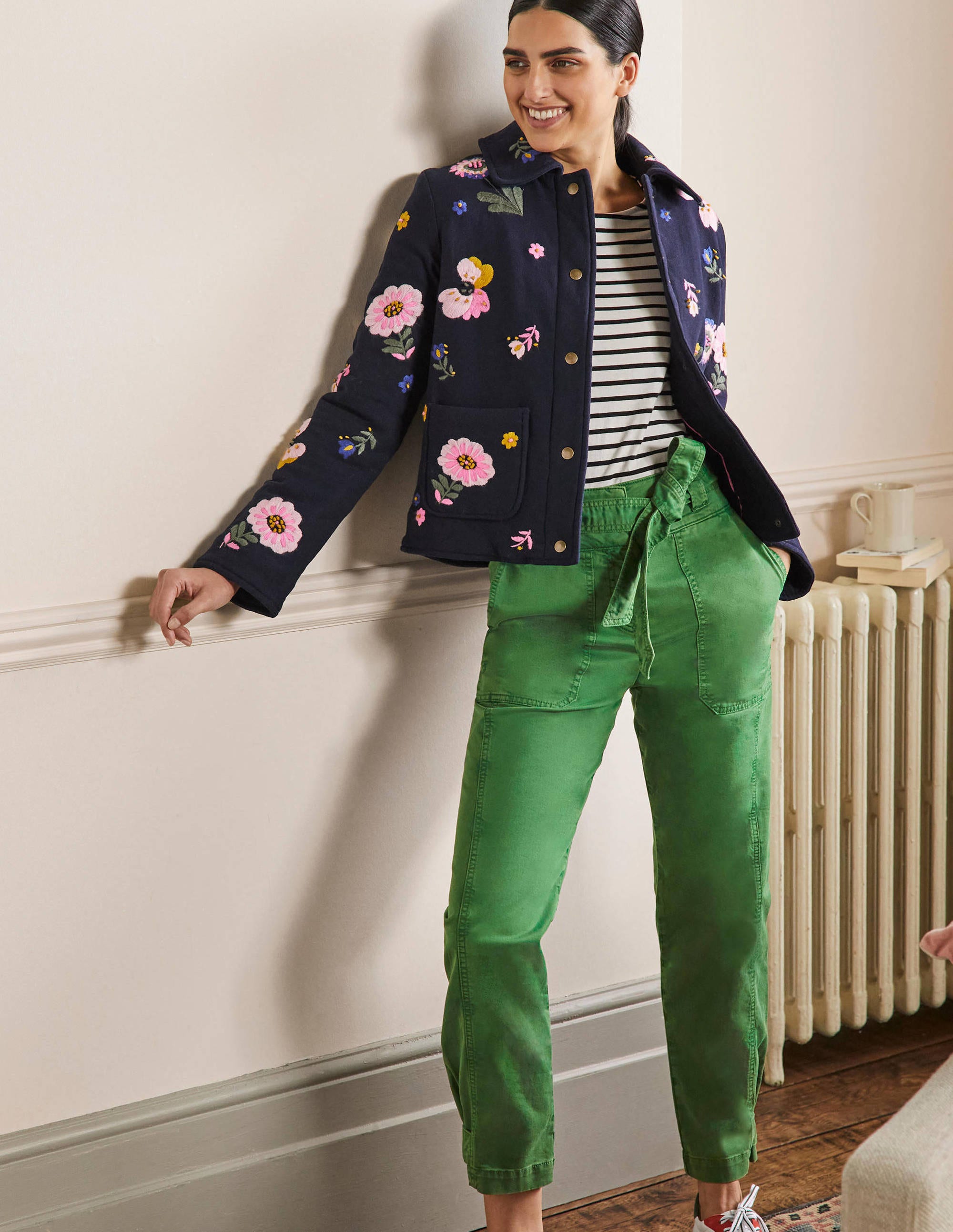 Cuff Strap Tie Pants-Sprout Green - Image 1