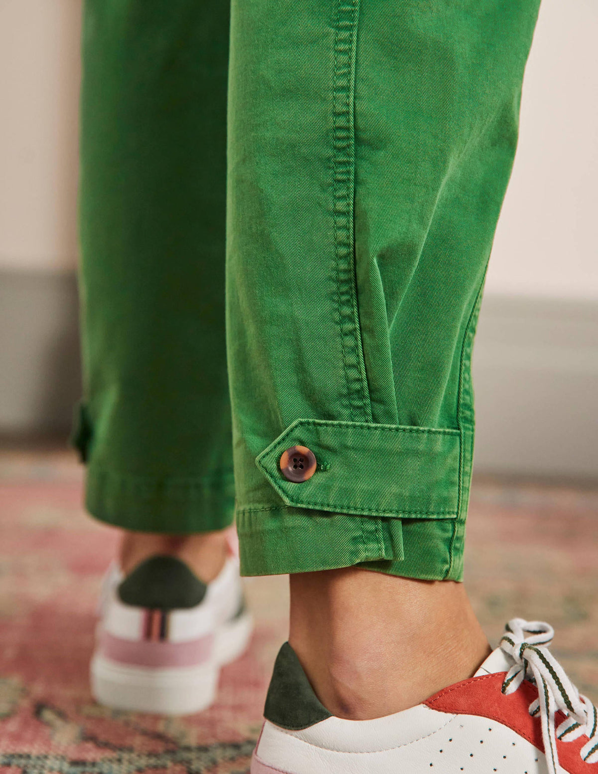 Cuff Strap Tie Pants-Sprout Green-2