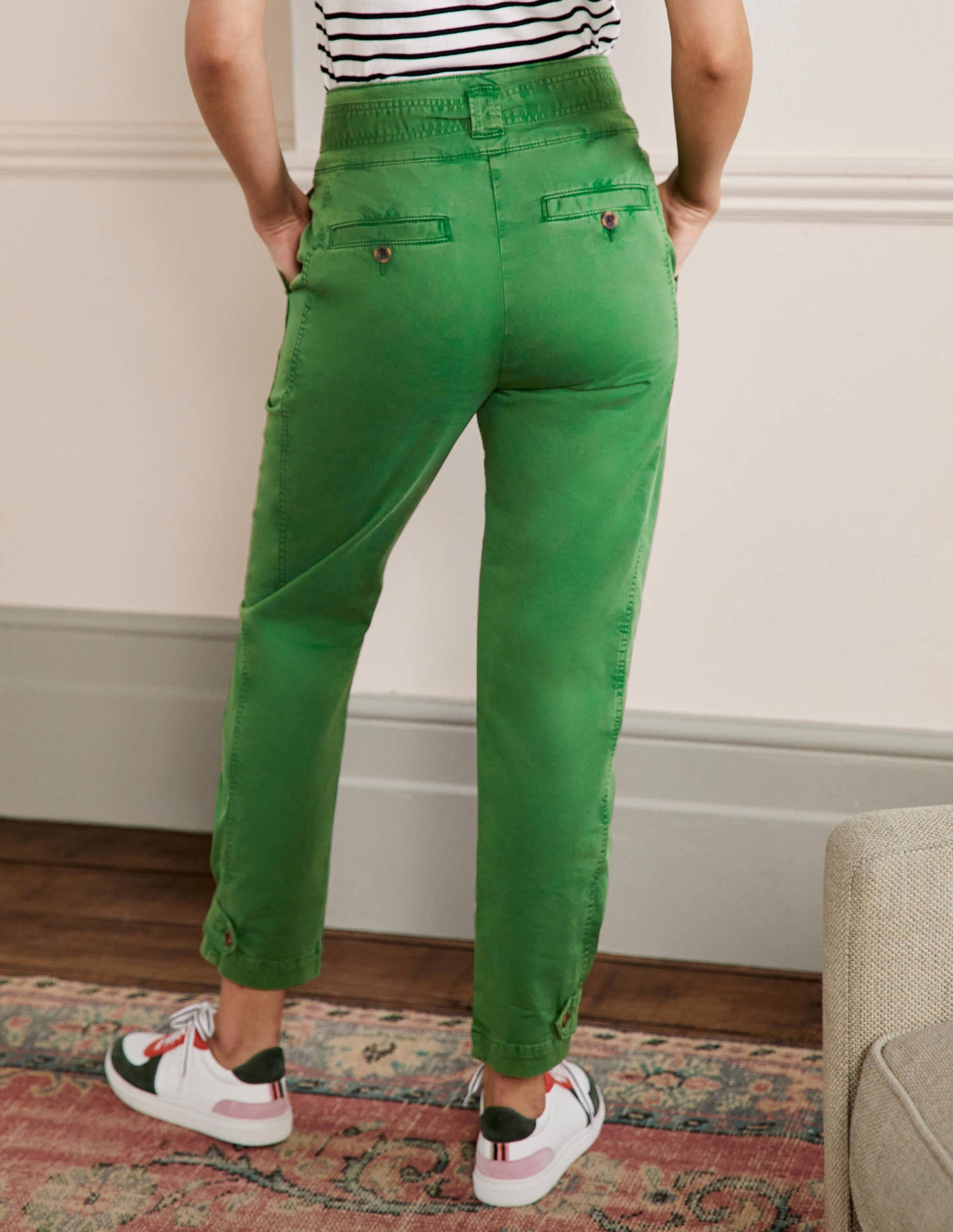 Cuff Strap Tie Pants-Sprout Green-3