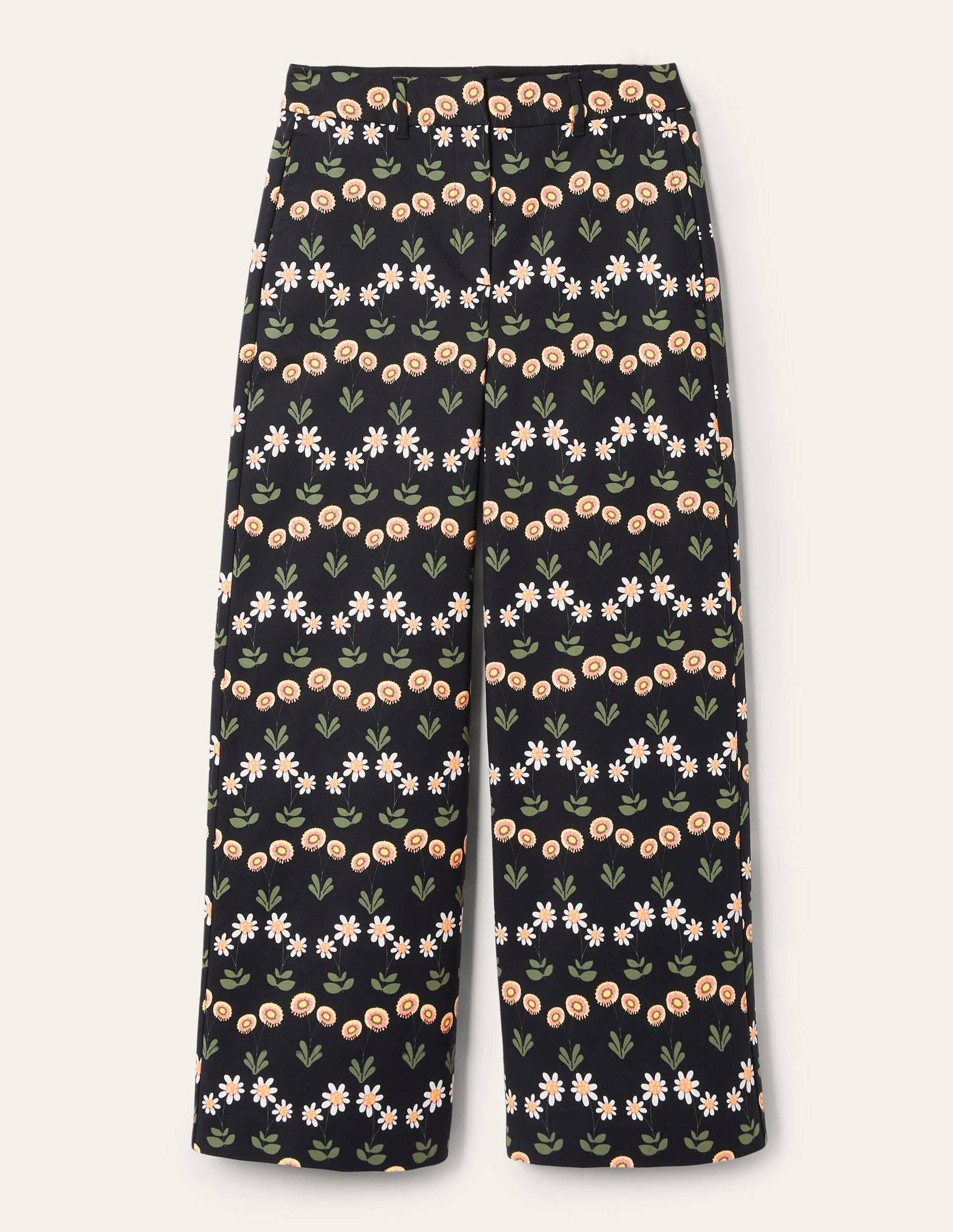 High Waisted Richmond Pants-Black, Delicate Daisy-6