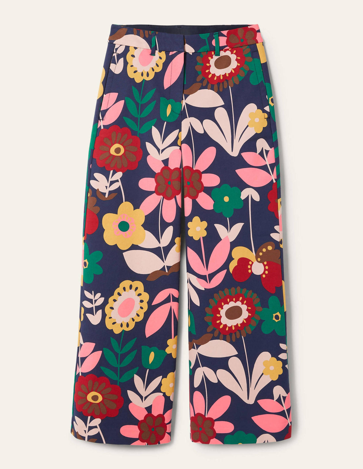 High Waisted Richmond Pants-French Navy, Flora Bloom-5