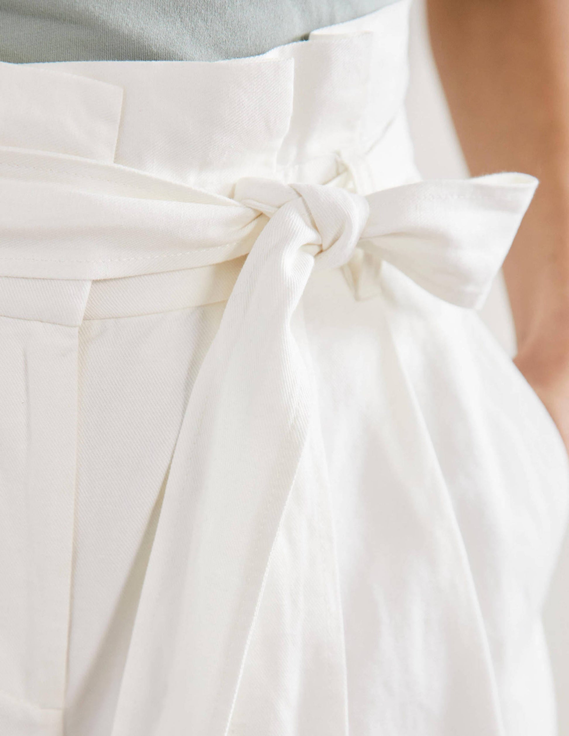 Linen Blend Wide Leg Culottes-White-2