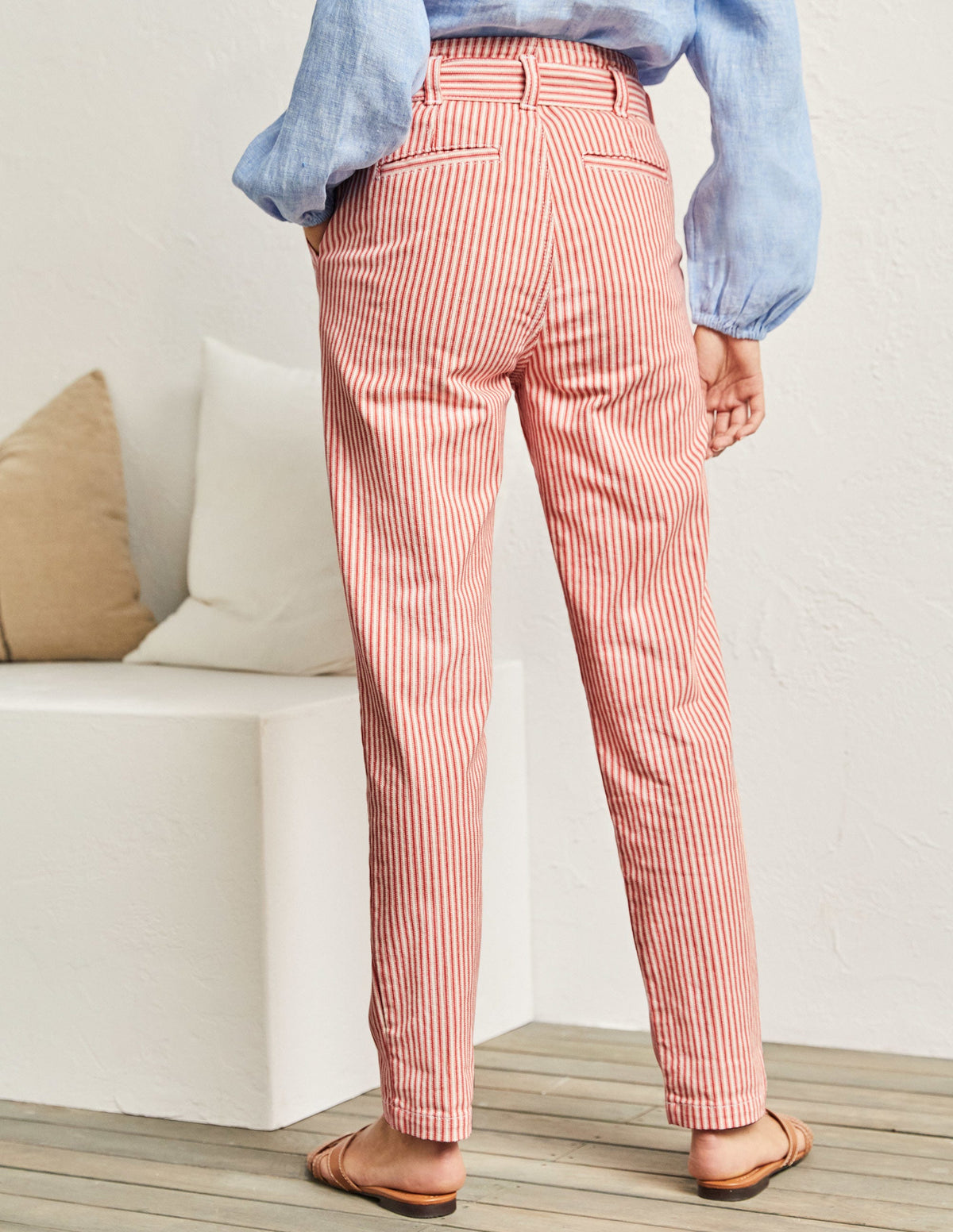 Tie Waist Jeans-Red Ticking Stripe-3