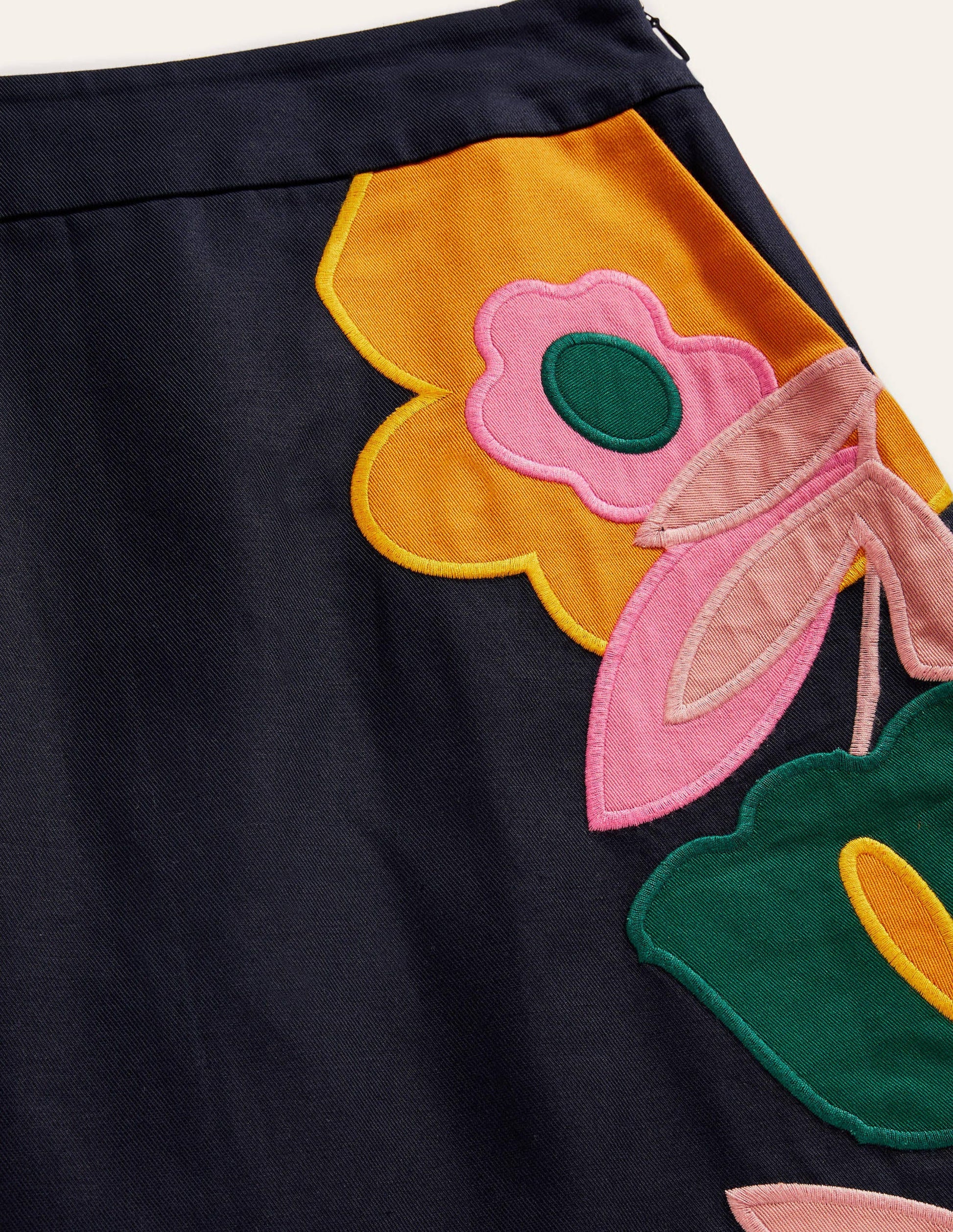 Embroidered Mini Skirt-Navy Applique-5