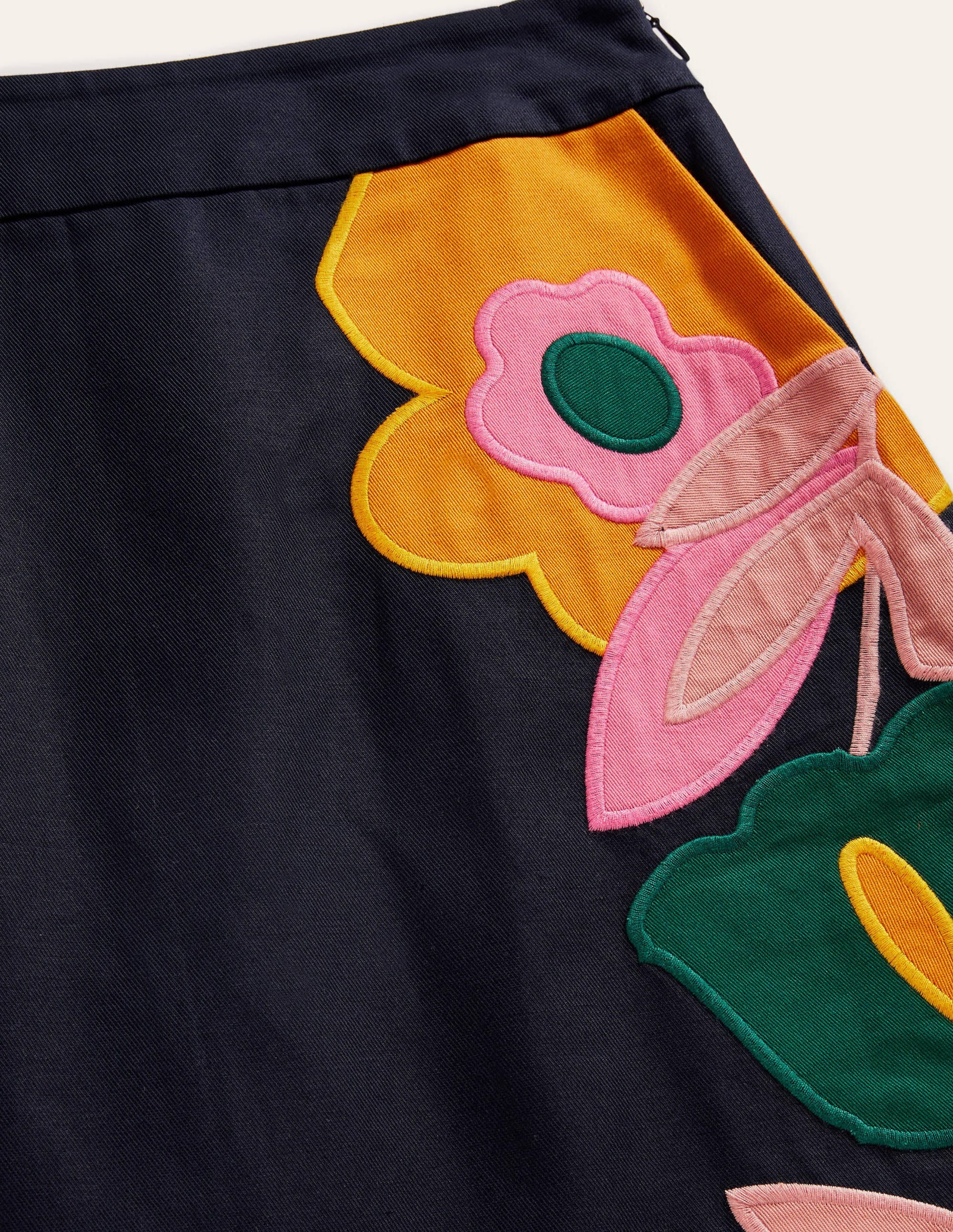 Embroidered Mini Skirt-Navy Applique - Image 5