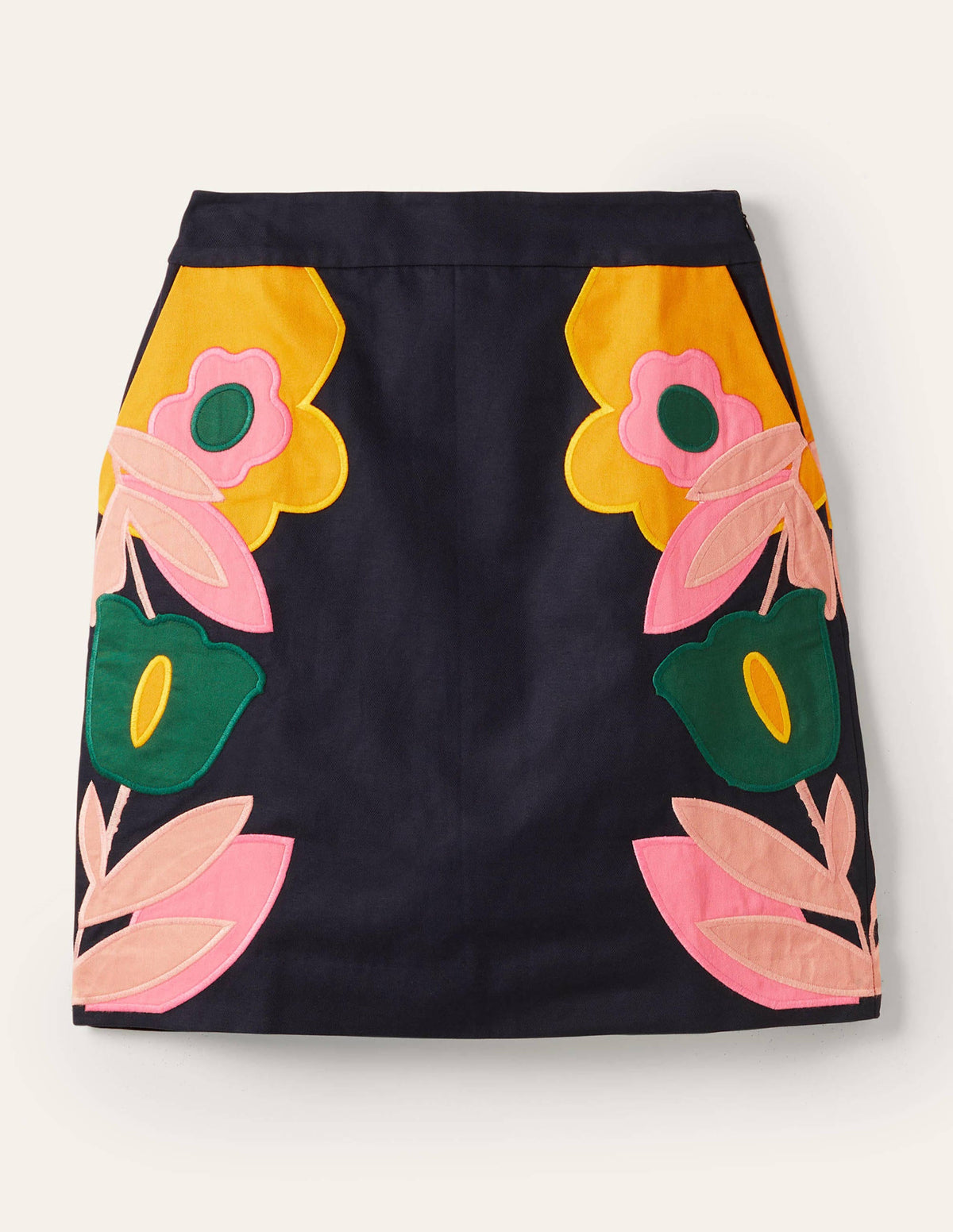 Embroidered Mini Skirt-Navy Applique - Image 6