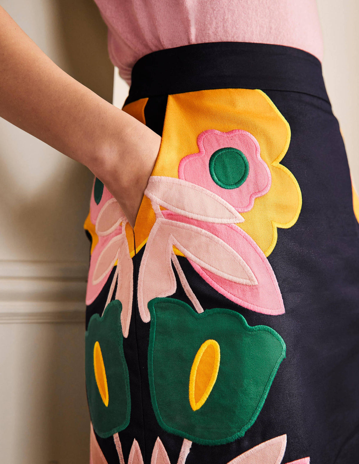 Embroidered Mini Skirt-Navy Applique - Image 2