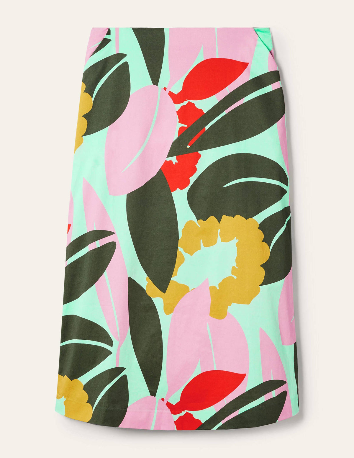 Printed A-line Midi Skirt-Mint Green, Abstract Bloom - Image 5