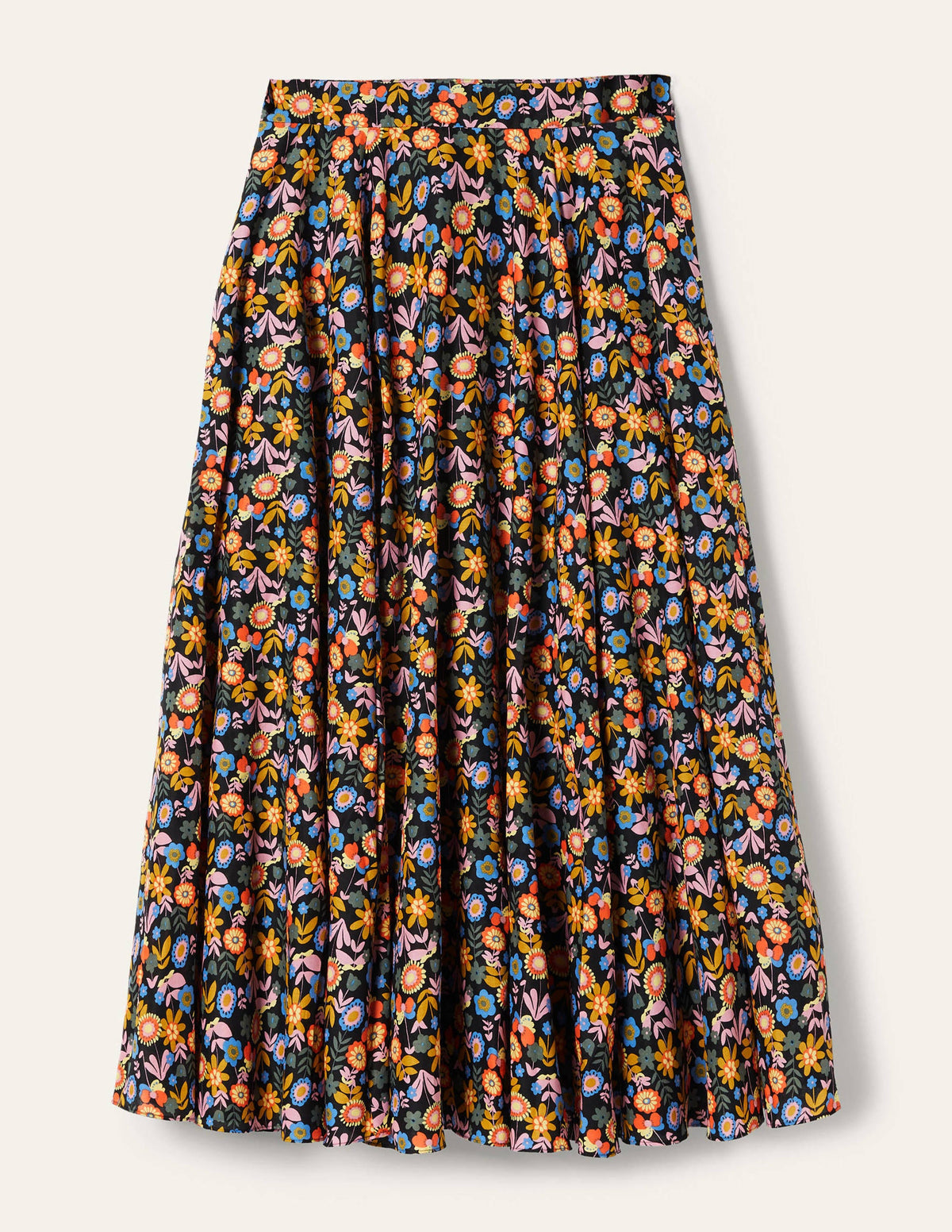 Full Cotton Midi Skirt-Black, Flora Bloom - Image 5