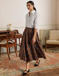Full Cotton Midi Skirt-Black, Flora Bloom