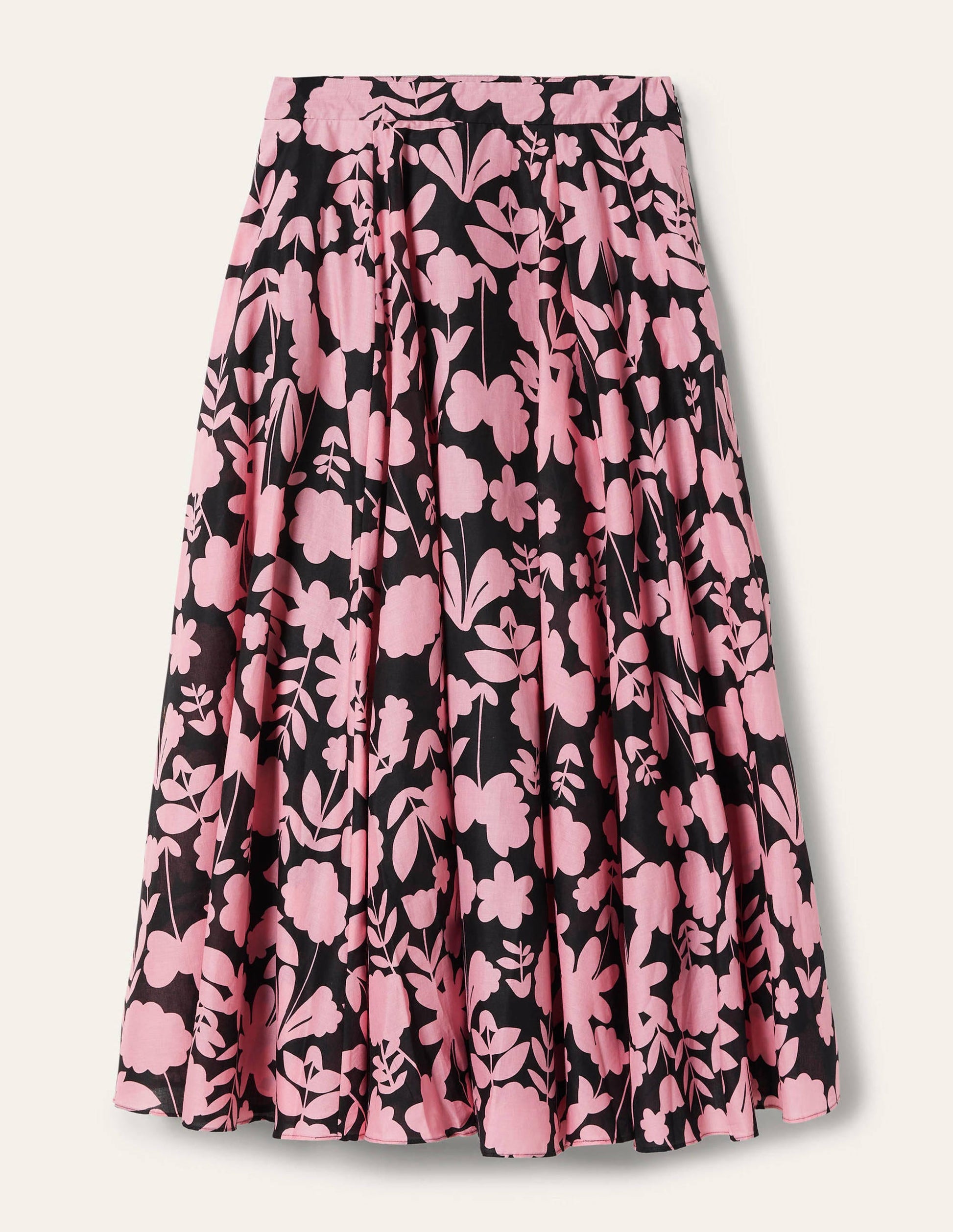 Full Cotton Midi Skirt-Formica Pink, Flora Bloom-5