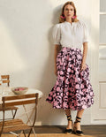 Full Cotton Midi Skirt-Formica Pink, Flora Bloom