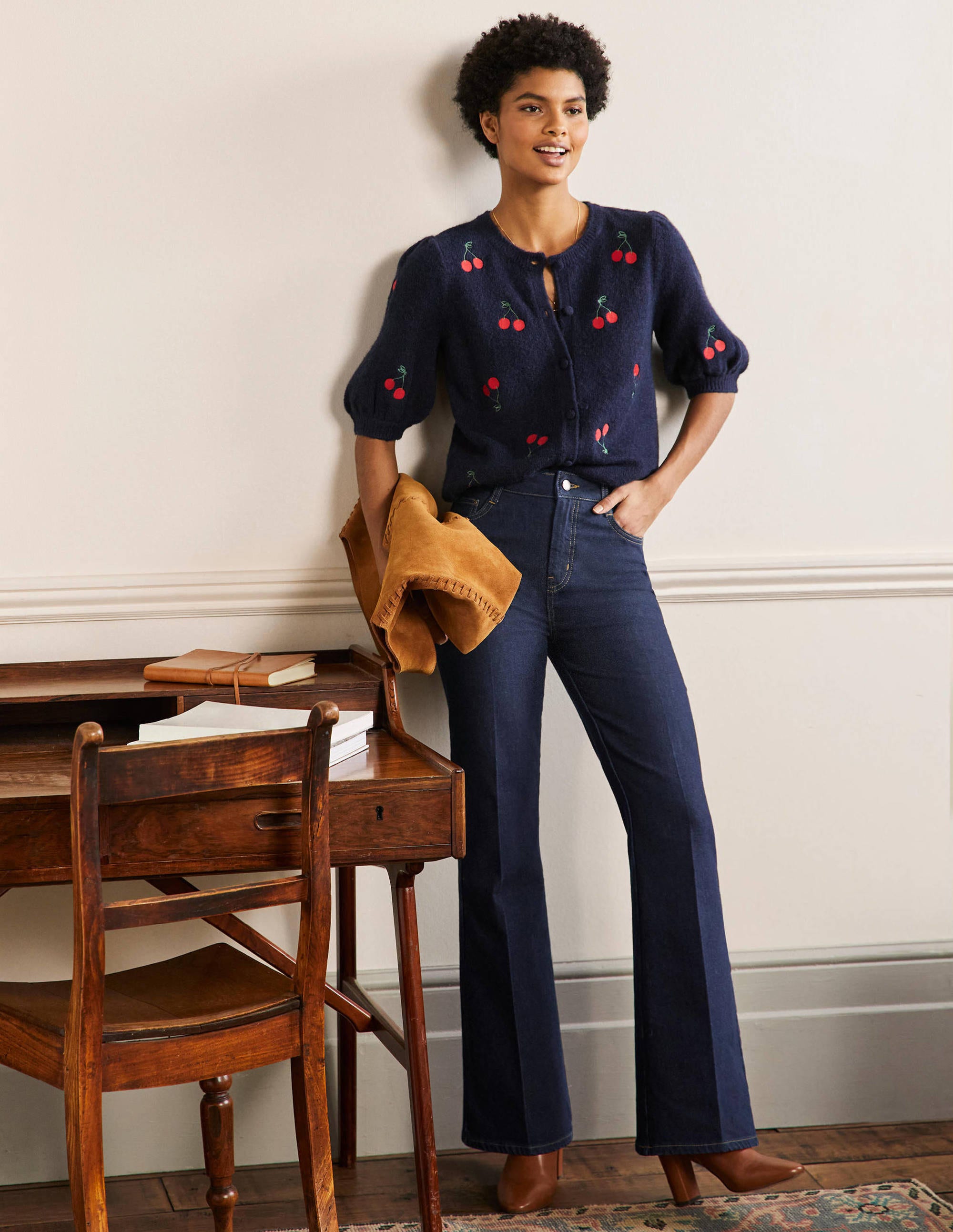 High Waist Smart Flare-Indigo - Image 1