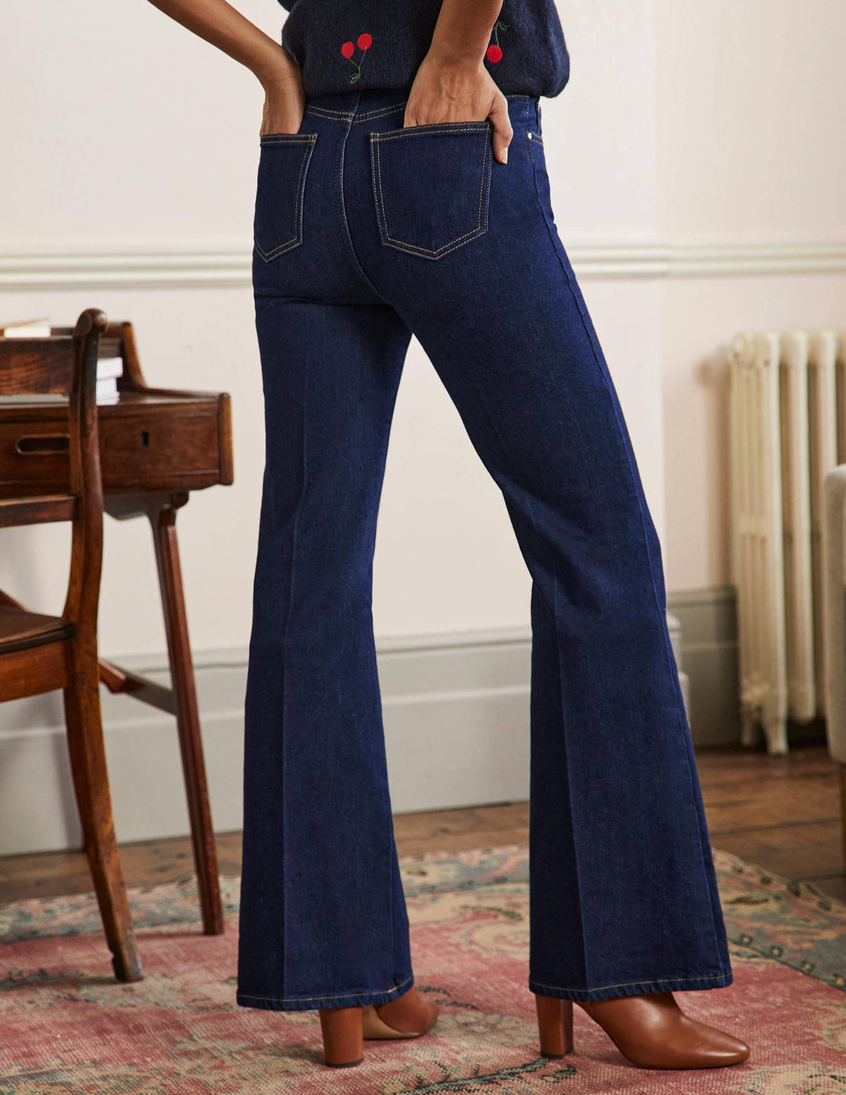 High Waist Smart Flare-Indigo - Image 3