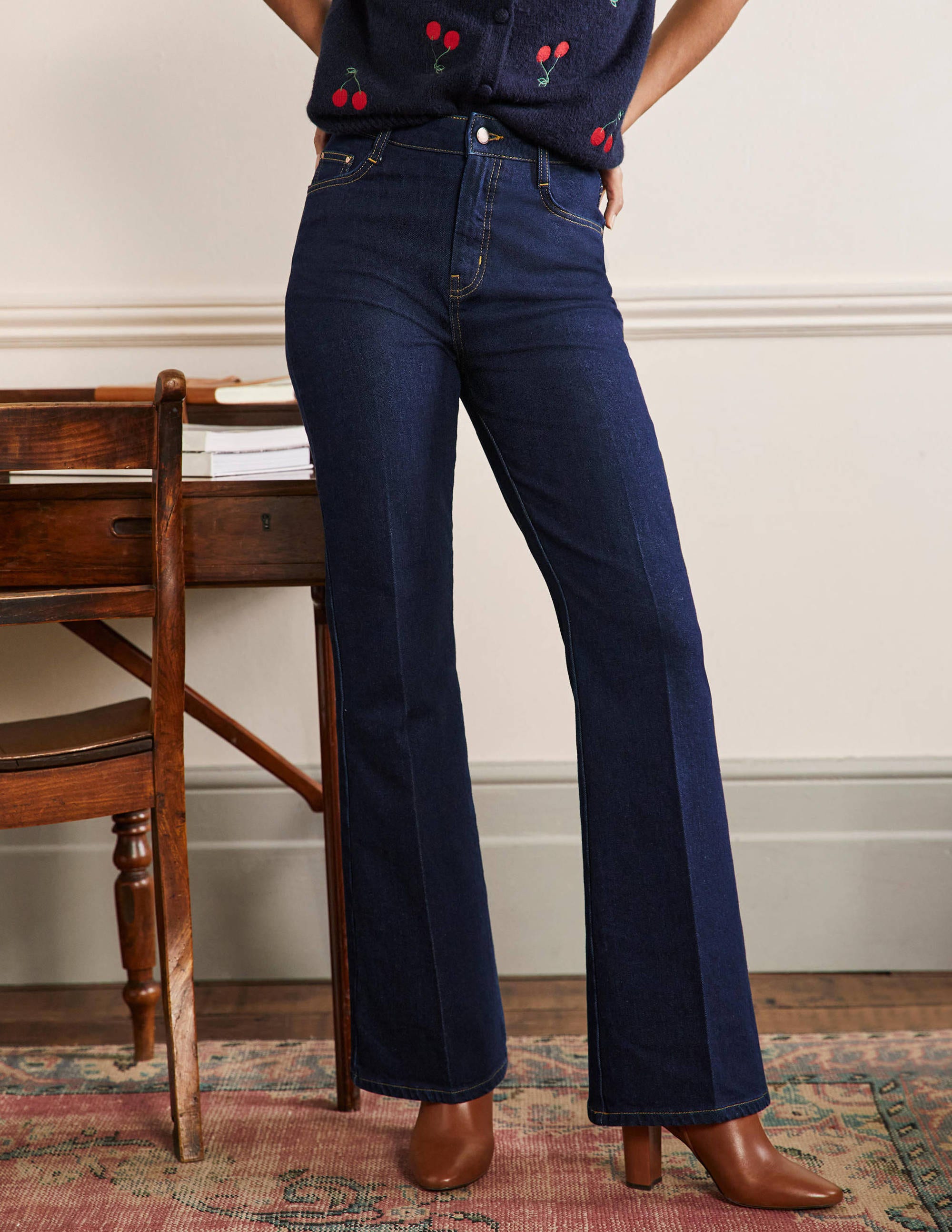 High Waist Smart Flare-Indigo - Image 4