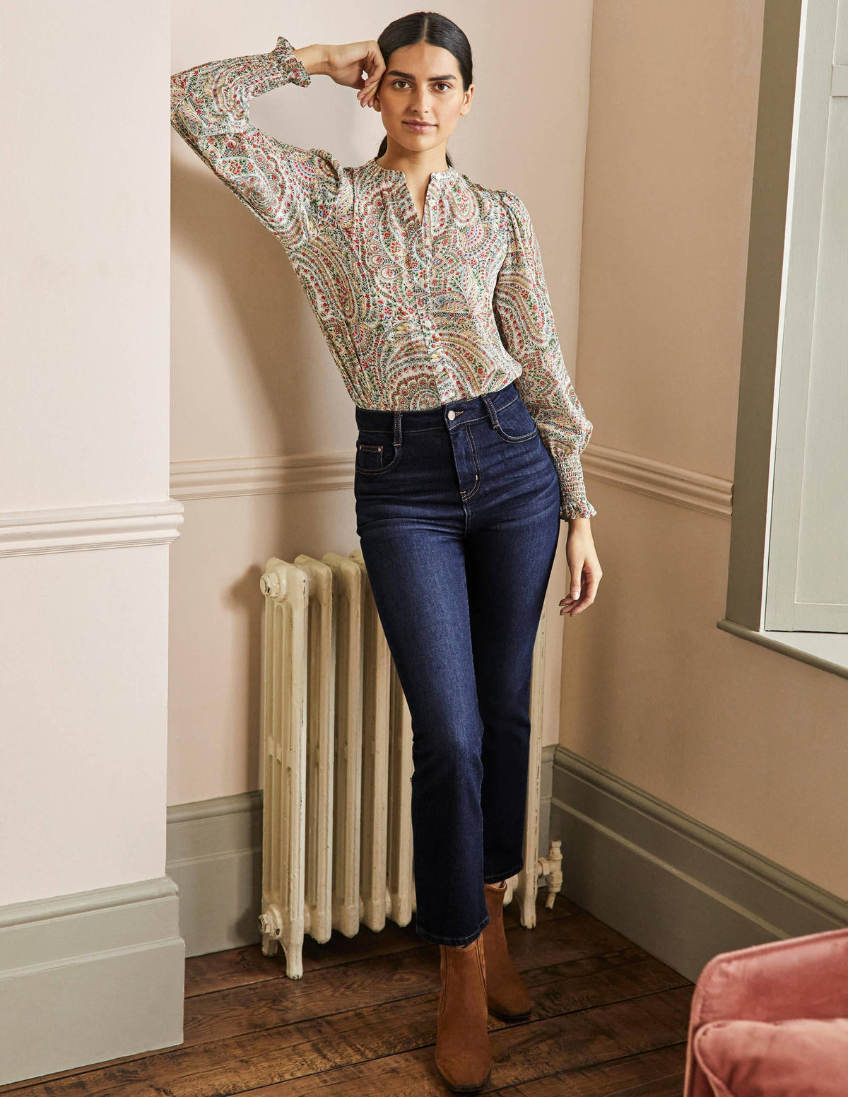 Cropped Flare Jeans-Indigo - Image 1