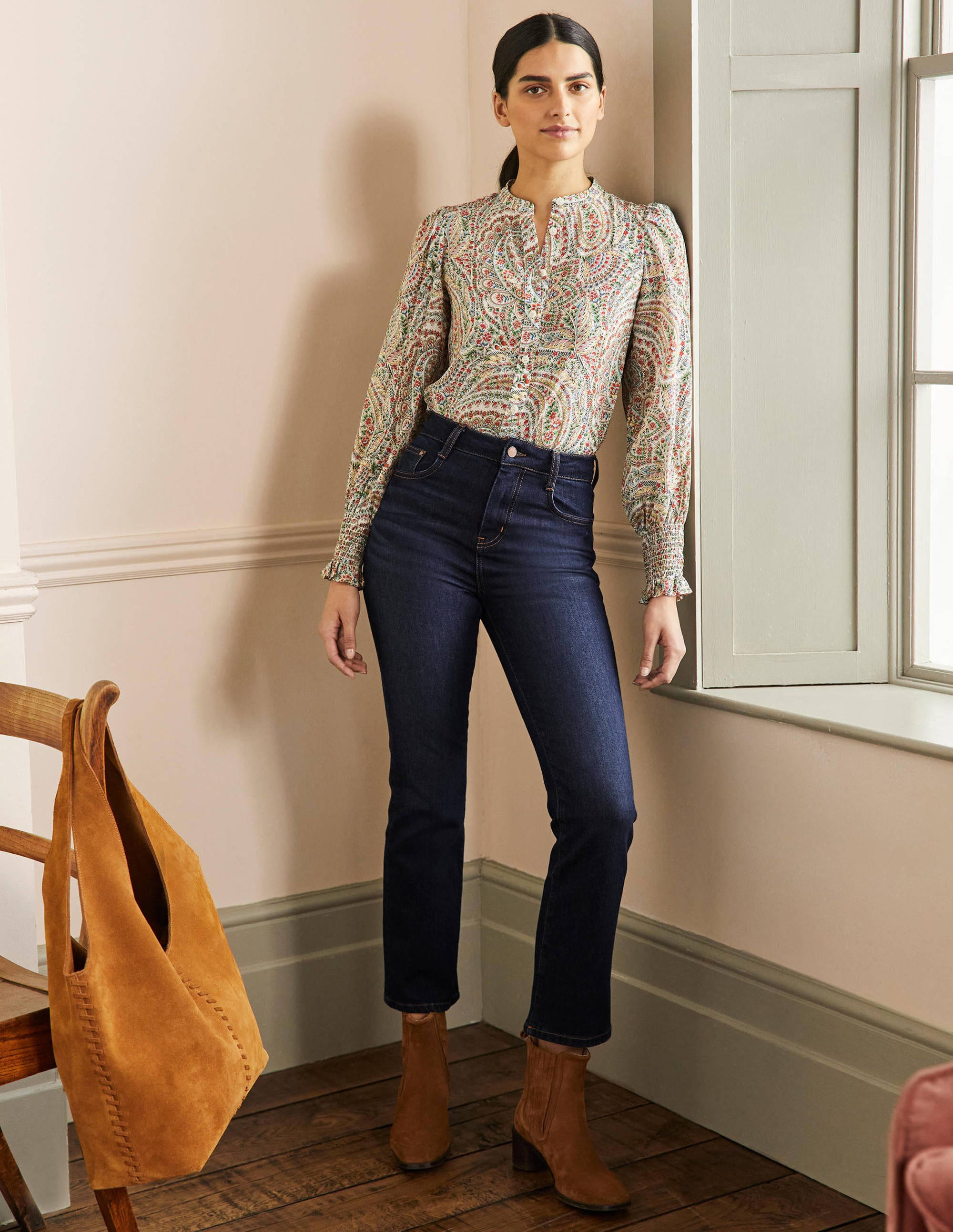 Cropped Flare Jeans-Indigo - Image 5