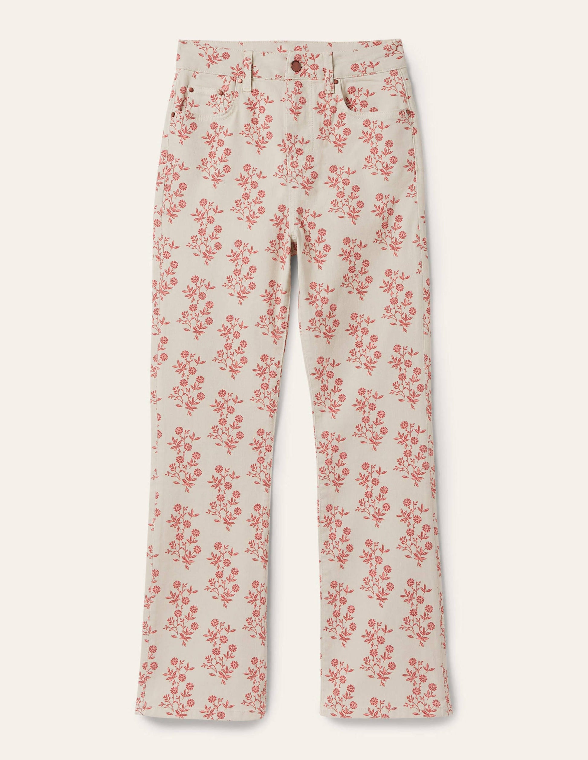 Cropped Flare Jeans-Ivory, Dusty Red Leafy Cluster-6