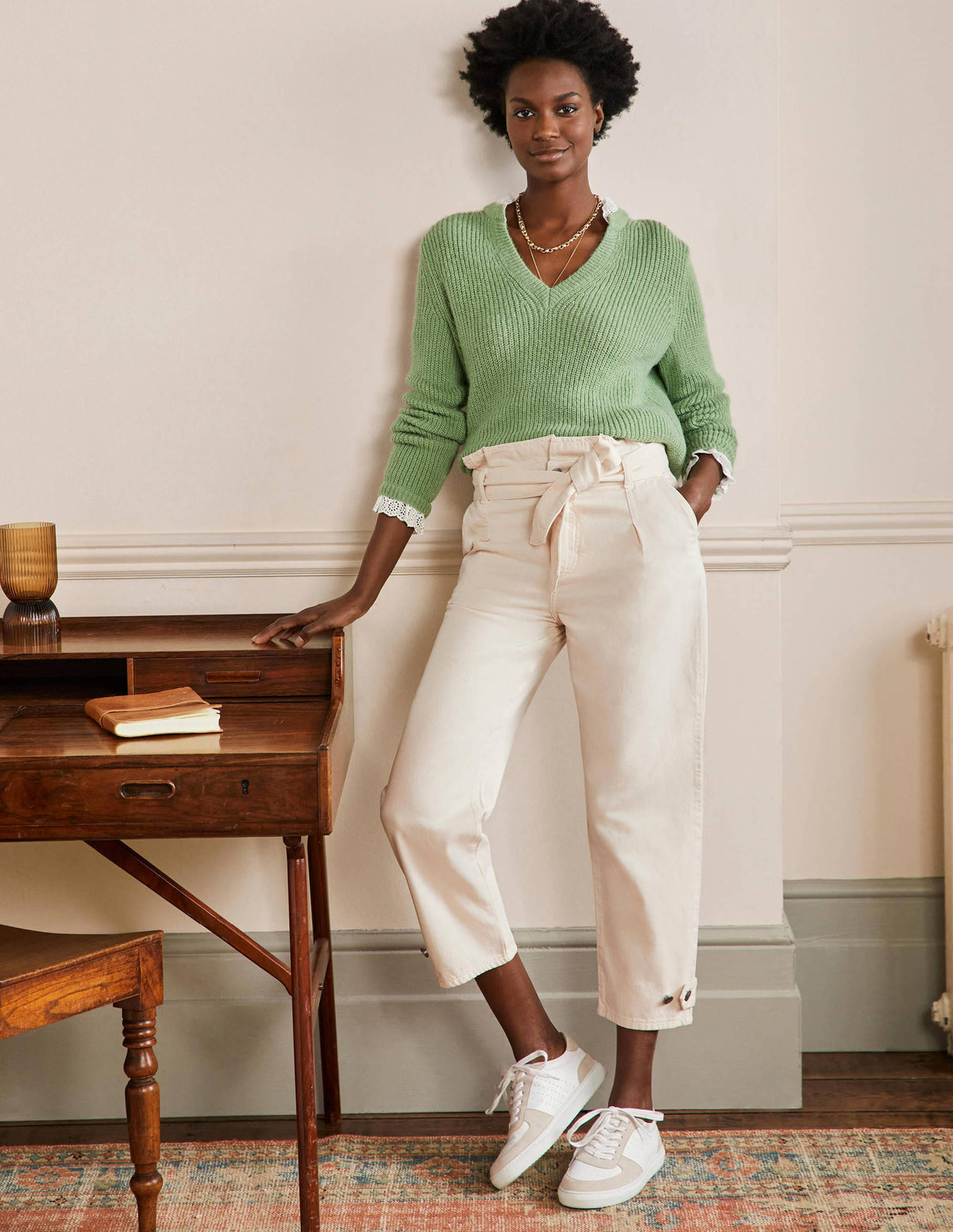 Cuffed Hem Jeans-Oat Milk - Image 1