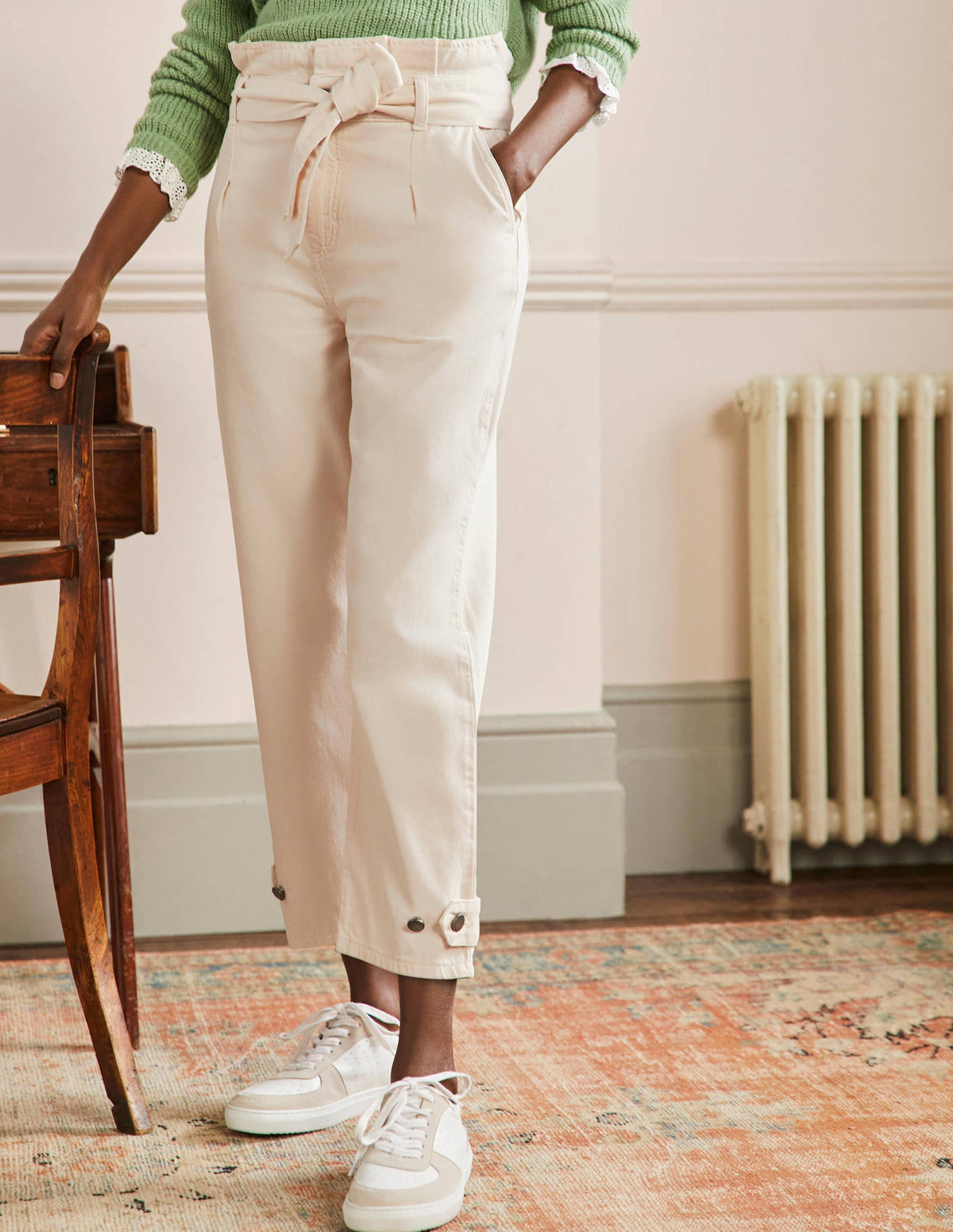 Cuffed Hem Jeans-Oat Milk-4